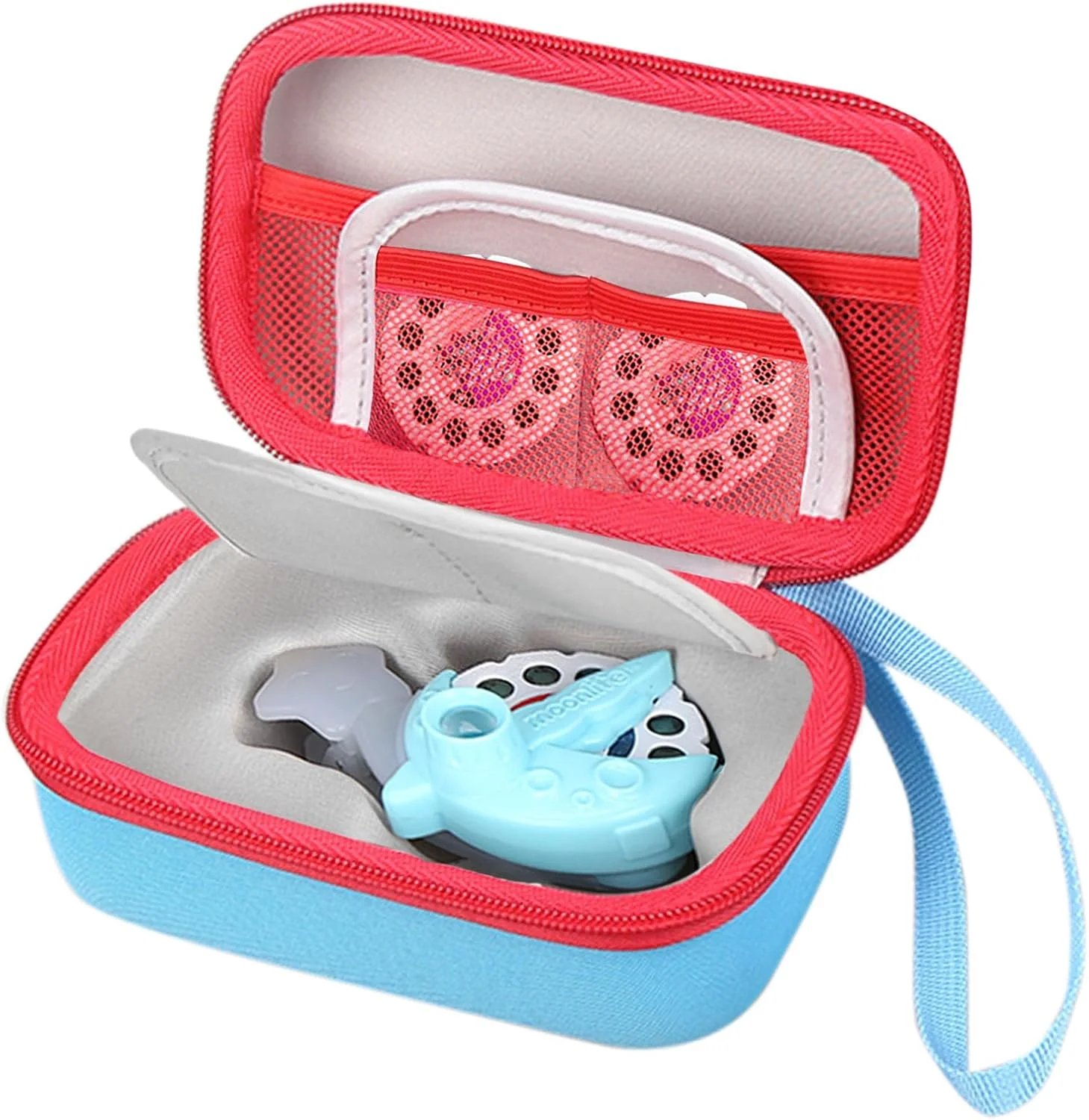 کیف محافظ سخت سازگار با پروژکتور Moonlite Mini و حلقه های داستان، کیف محافظ پروژکتور داستان، فقط کیف (آبی و قرمز)