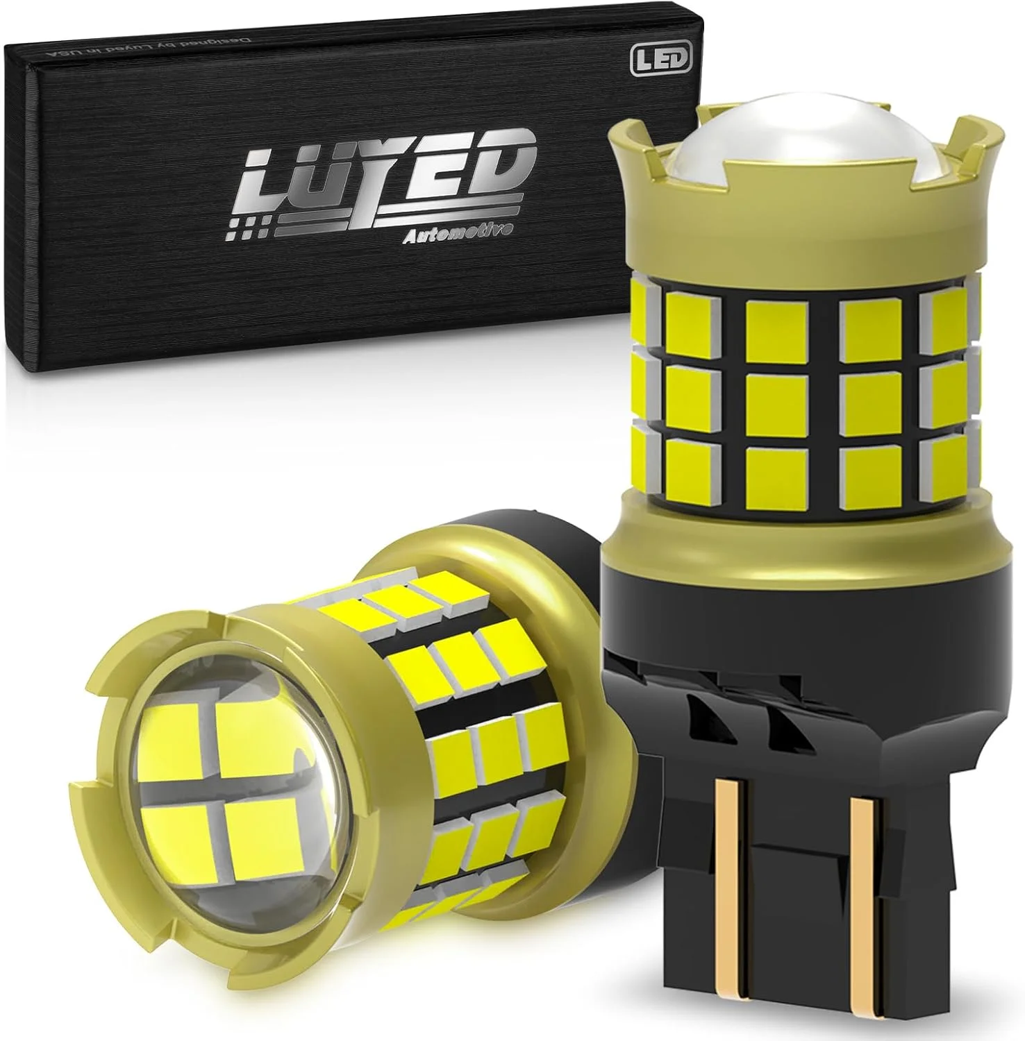 لامپ ال ای دی سفید 7440 7443 برای چراغ دنده عقب، 600% روشن تر، 2000 لومن فوق العاده درخشان، جایگزین ال ای دی T20 7441 7444 با لنز پروژکتور برای چراغ های راهنما و ترمز، بسته 2 عددی