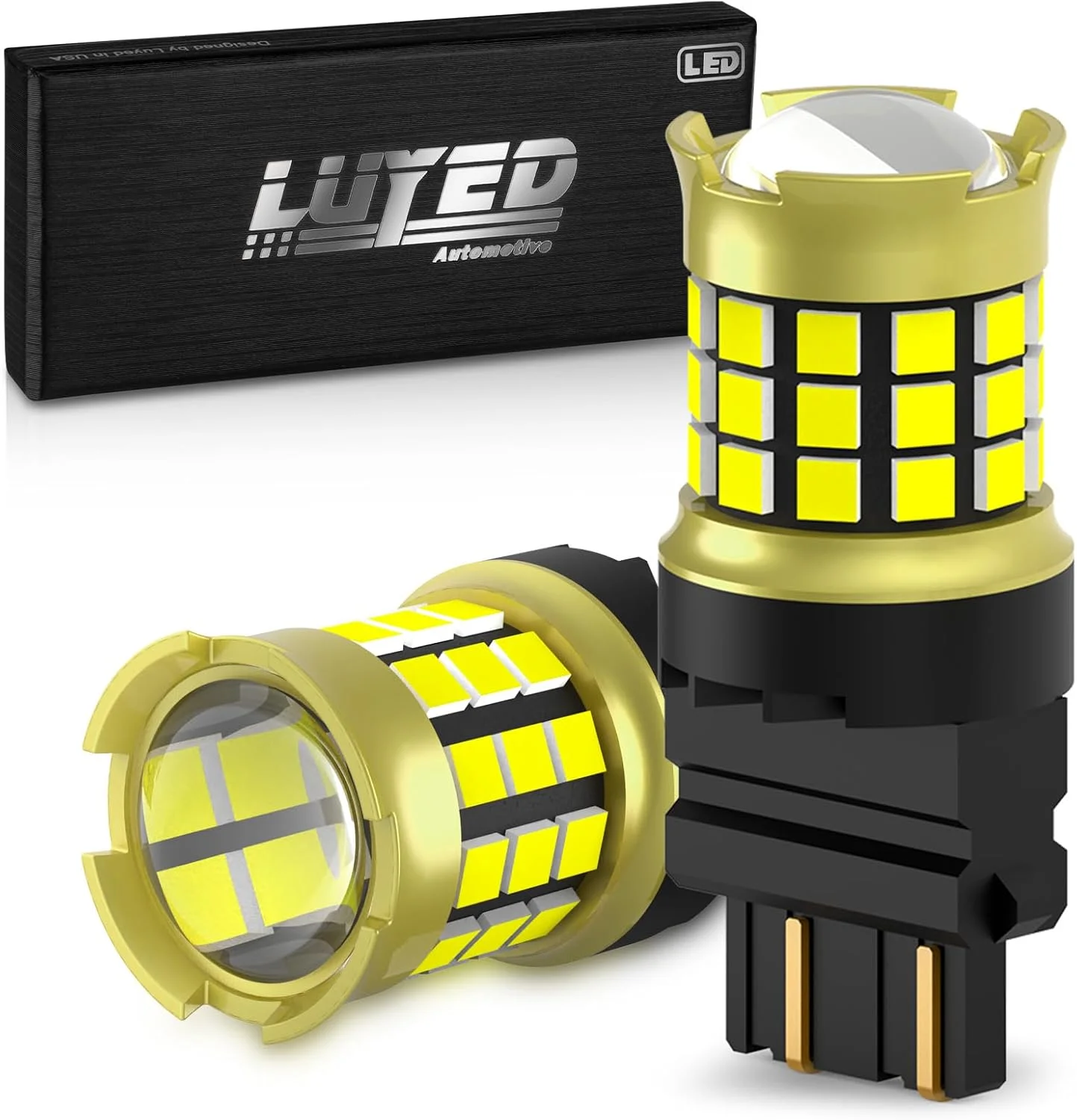 لامپ ال ای دی 3157 3156 سفید برای چراغ دنده عقب، 600% روشن تر، 2000 لومن فوق العاده روشن، جایگزین ال ای دی 3056 3057 4157 4156 با لنز پروژکتور برای چراغ های راهنما و ترمز، بسته 2 عددی