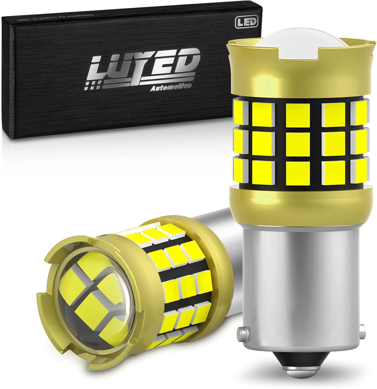 لامپ ال ای دی 1156 7506 سفید برای چراغ دنده عقب، 600% روشن تر، 2000 لومن فوق العاده روشن، جایگزین ال ای دی BA15S P21W با لنز پروژکتور برای چراغ راهنما و چراغ ترمز، بسته 2 عددی