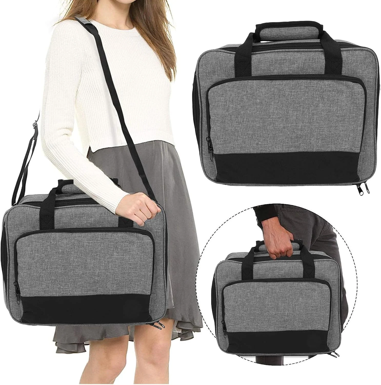 کیف حمل پروژکتور Jiawu، کیف پروژکتور با جیب های نگهداری لوازم جانبی و بند شانه قابل تنظیم، کیف با محفظه لپ تاپ سازگار با اکثر پروژکتورهای اصلی