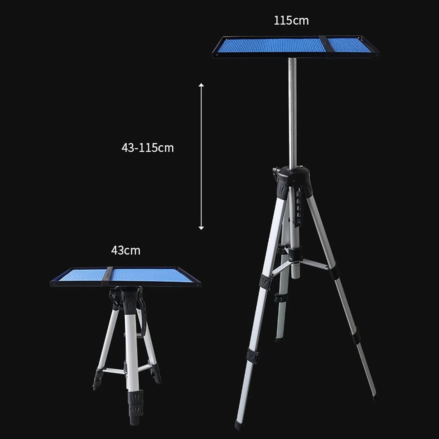پایه پروژکتور، سه پایه نصب پروژکتور چند منظوره با ارتفاع قابل تنظیم 43 تا 115 سانتی متر به همراه سینی، مناسب برای سینمای خانگی یا پروژکتور استیج، پایه یونیورسال