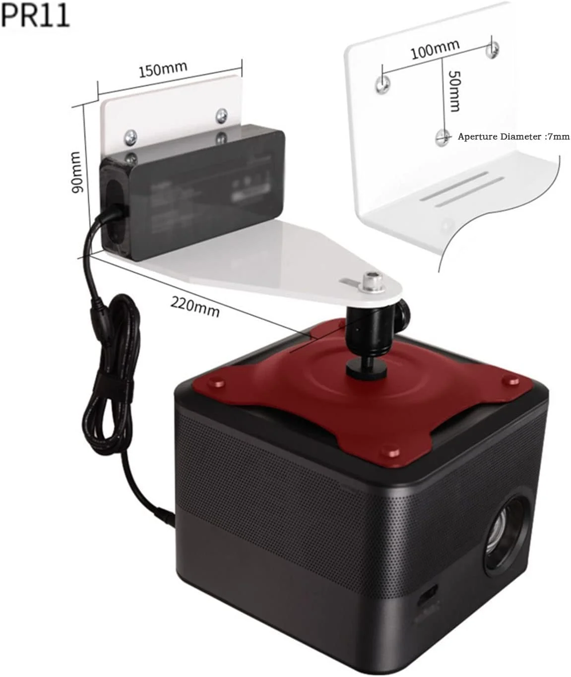 پایه پروژکتور، پایه سقفی پروژکتور، براکت آلیاژ آلومینیوم پروژکتور جهانی، پایه پروژکتور قابل تنظیم 360 درجه برای نصب پروژکتور خانگی و اداری (رنگ: PR11-مشکی)