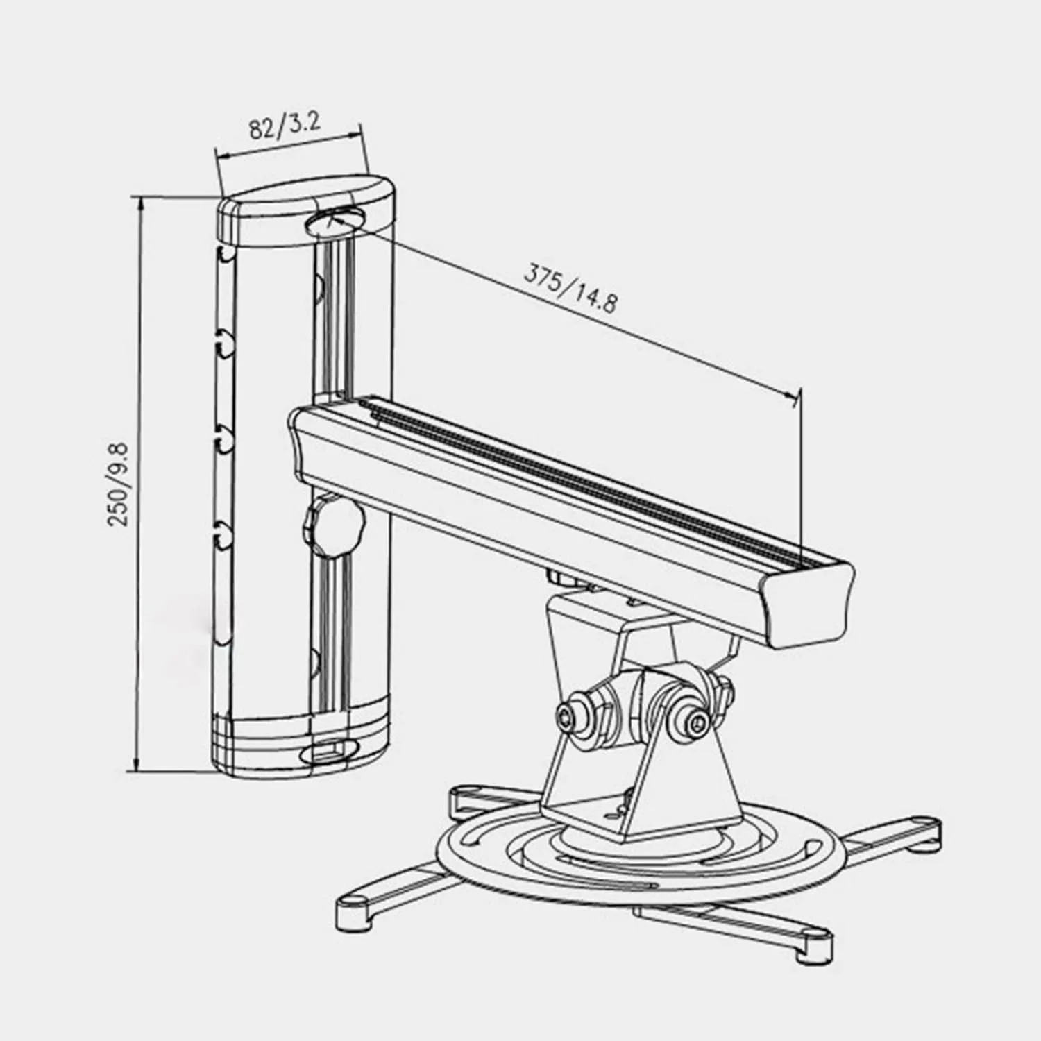 پایه پروژکتور جهانی آلیاژ آلومینیوم 360 درجه، پایه دیواری پروژکتور با حرکت کامل، پایه آویز پروژکتور جهانی جمع شونده (B)