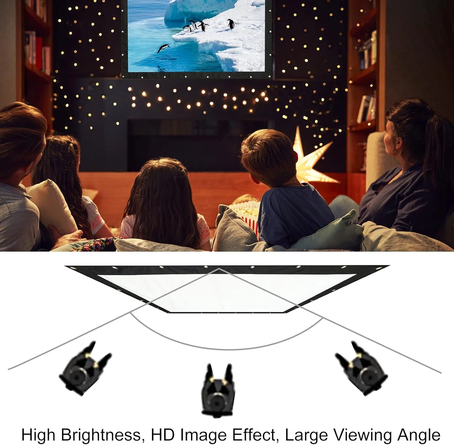 پرده نمایش پروژکتور 200 اینچی HD با نسبت تصویر 16:9، قابل حمل، نصب روی دیوار، مناسب فیلم و سینمای فضای باز، تاشو، مناسب سینمای خانگی