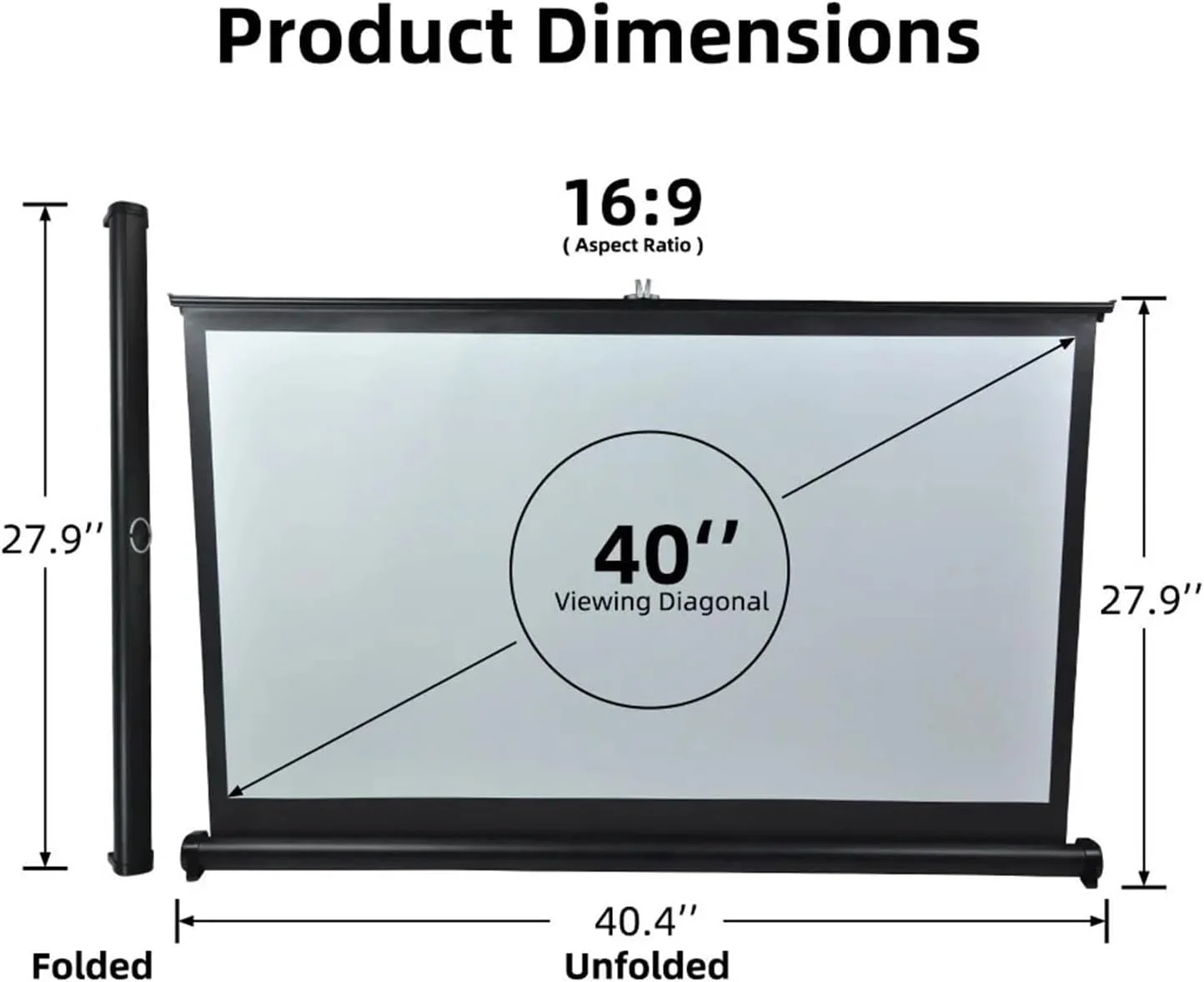 صفحه نمایش پروژکتور قابل حمل 40 اینچی، صفحه نمایش رومیزی HD 16:9، پایه تاشو برای کمپینگ و تجارت صفحه نمایش پروژکتور قابل حمل 40 اینچی، صفحه نمایش رومیزی HD 16:9، پایه تاشو برای کمپینگ و تجارت