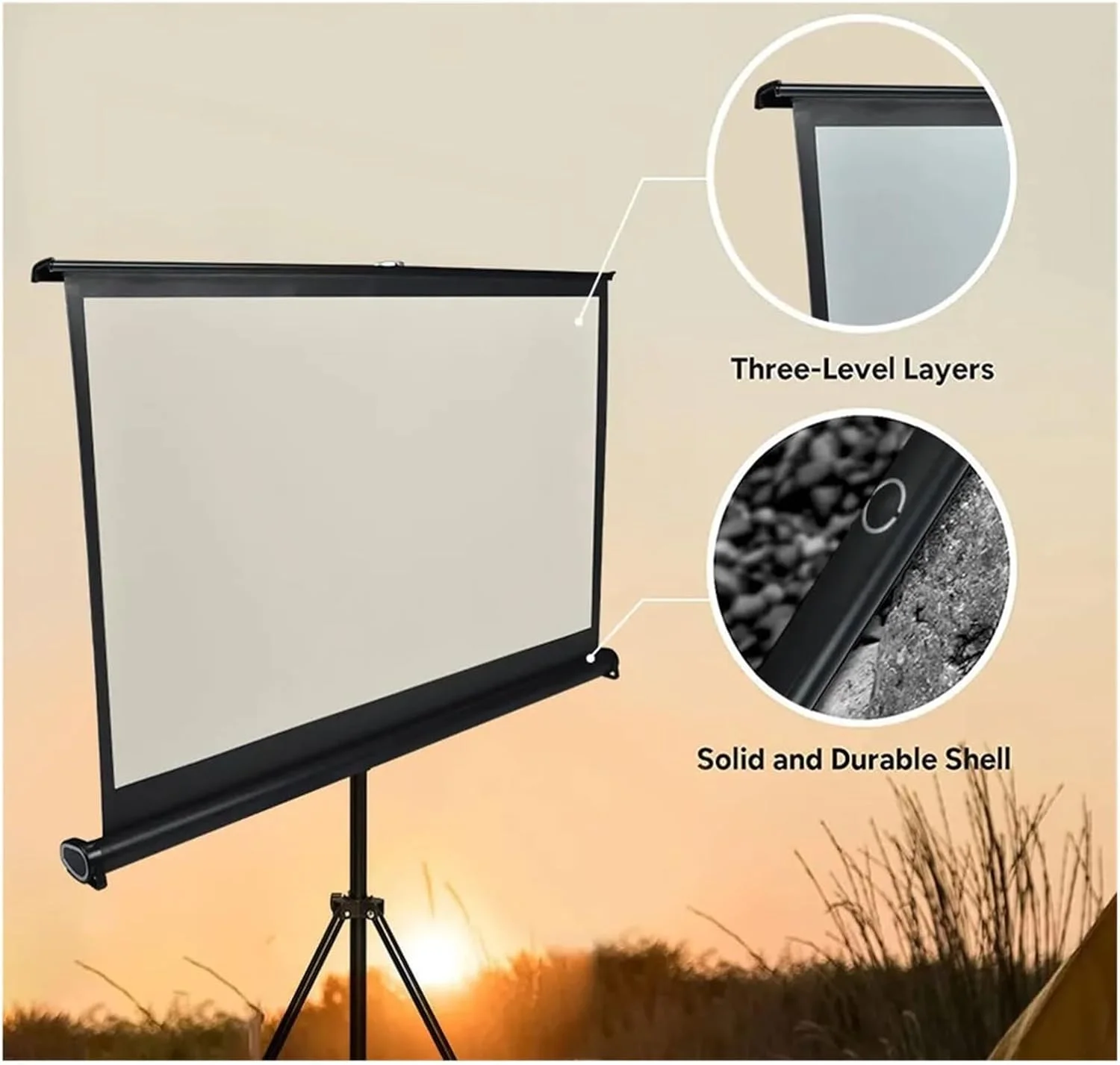 صفحه نمایش پروژکتور قابل حمل 40 اینچی، صفحه نمایش رومیزی HD 16:9، پایه تاشو برای کمپینگ و تجارت صفحه نمایش پروژکتور قابل حمل 40 اینچی، صفحه نمایش رومیزی HD 16:9، پایه تاشو برای کمپینگ و تجارت