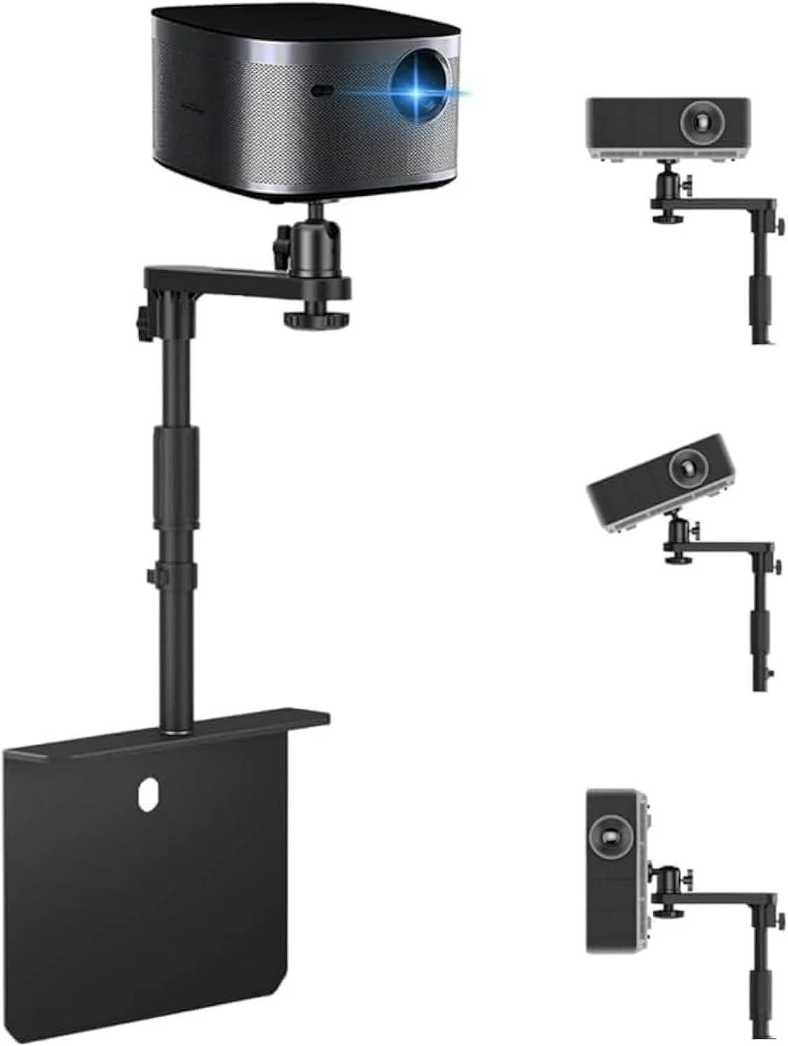 پایه پروژکتور یونیورسال Dsocoool، پایه پروژکتور کنار تخت و مبل، پایه پروژکتور تاج تخت 2 در 1 قابل تنظیم با چرخش 360 درجه، پایه دیواری پروژکتور، پایه رومیزی صرفه جویی در فضا