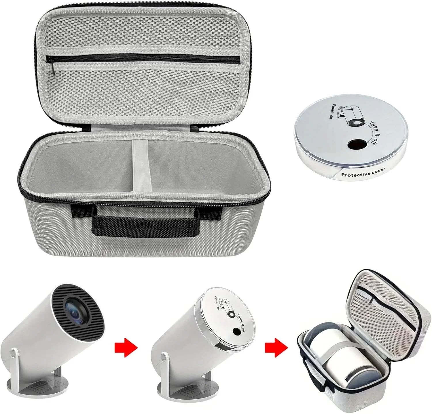 کیف حمل و درپوش لنز برای پروژکتور Magcubic HY300، کیف نگهداری مسافرتی برای مدل های HY300 و HY300Plus