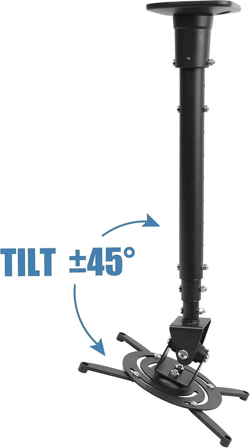 پایه سقفی پروژکتور یونیورسال متحرک DYNAVISTA با ارتفاع قابل تنظیم و بازوهای قابل افزایش چرخان برای پروژکتور خانگی و اداری (مشکی)