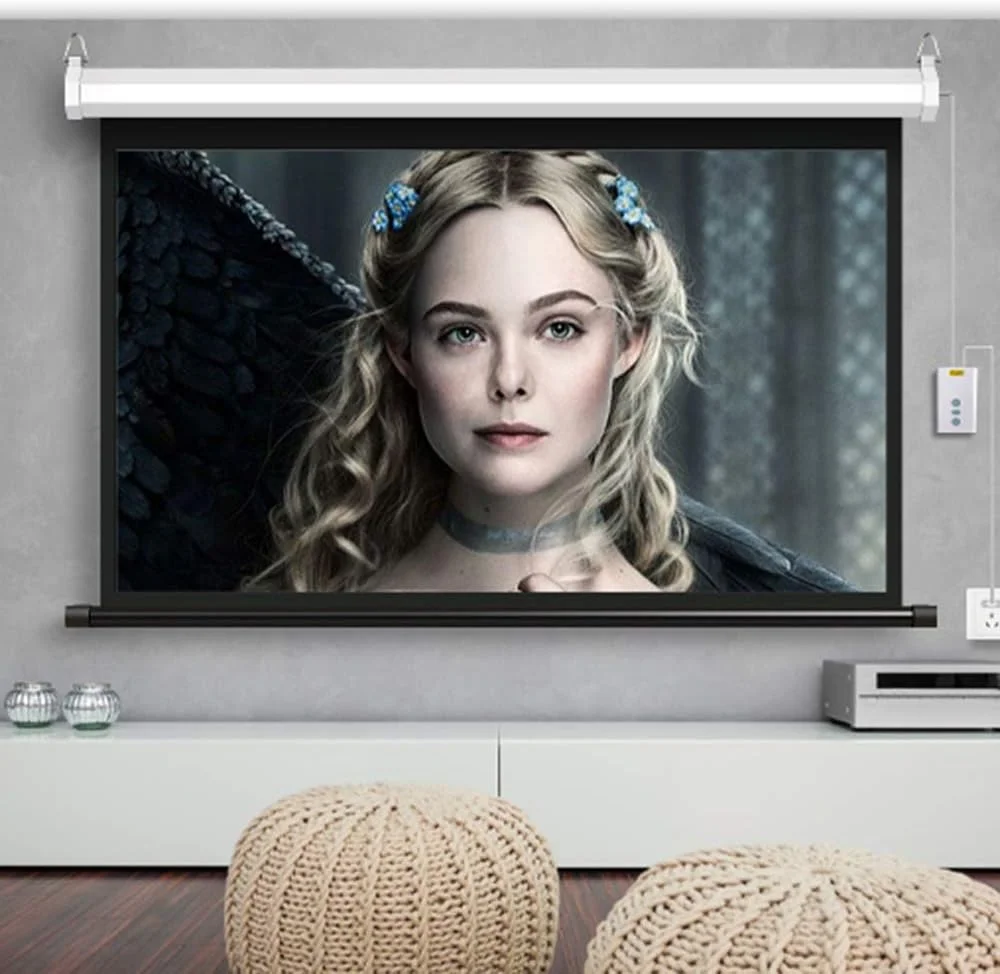 پرده نمایش برقی 4:3 60 اینچ، ضد چروک، کنتراست بالا، مناسب کمپینگ، جلسات و آموزش، به همراه کنترل از راه دور