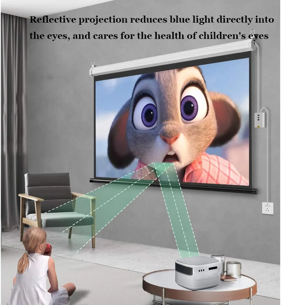 پرده نمایش برقی 4:3 60 اینچ، ضد چروک، کنتراست بالا، مناسب کمپینگ، جلسات و آموزش، به همراه کنترل از راه دور