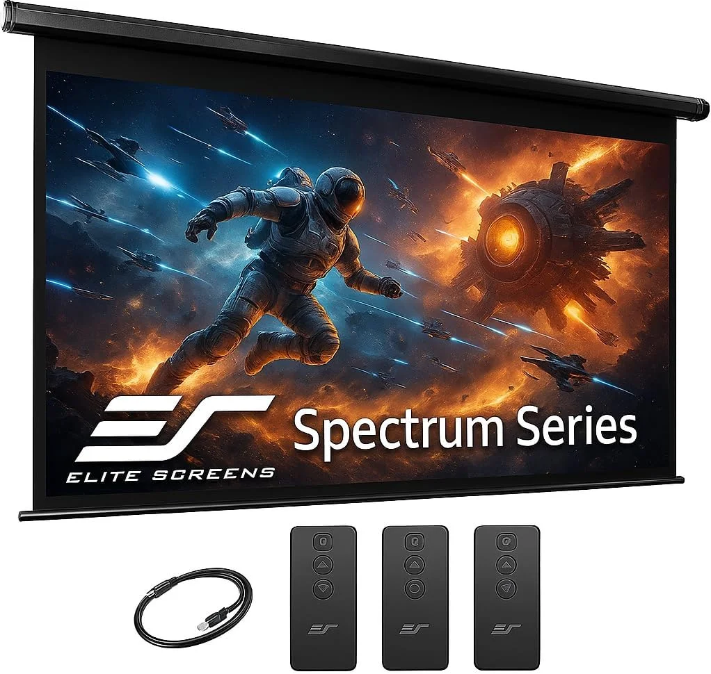 پرده نمایش برقی Elite Screens Spectrum RC1 با کنترل از راه دور، 125 اینچ مورب، نسبت تصویر 16:9، مناسب سینمای خانگی و فیلم، آماده برای 4K/8K Ultra HD مدل ELECTRIC125H2