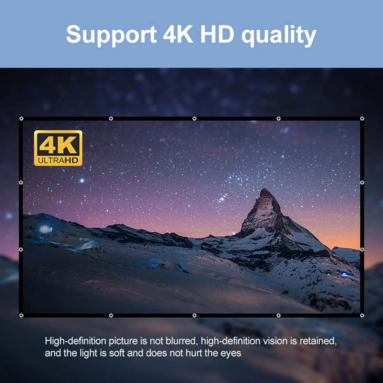 پرده نمایش پروژکتور 150 اینچی Fawoonu، نسبت تصویر 16:9، کیفیت HD 4K، تاشو و قابل حمل، دو طرفه، ضد چروک، مناسب برای سینمای خانگی، دفتر کار و جلسات، به همراه قلاب