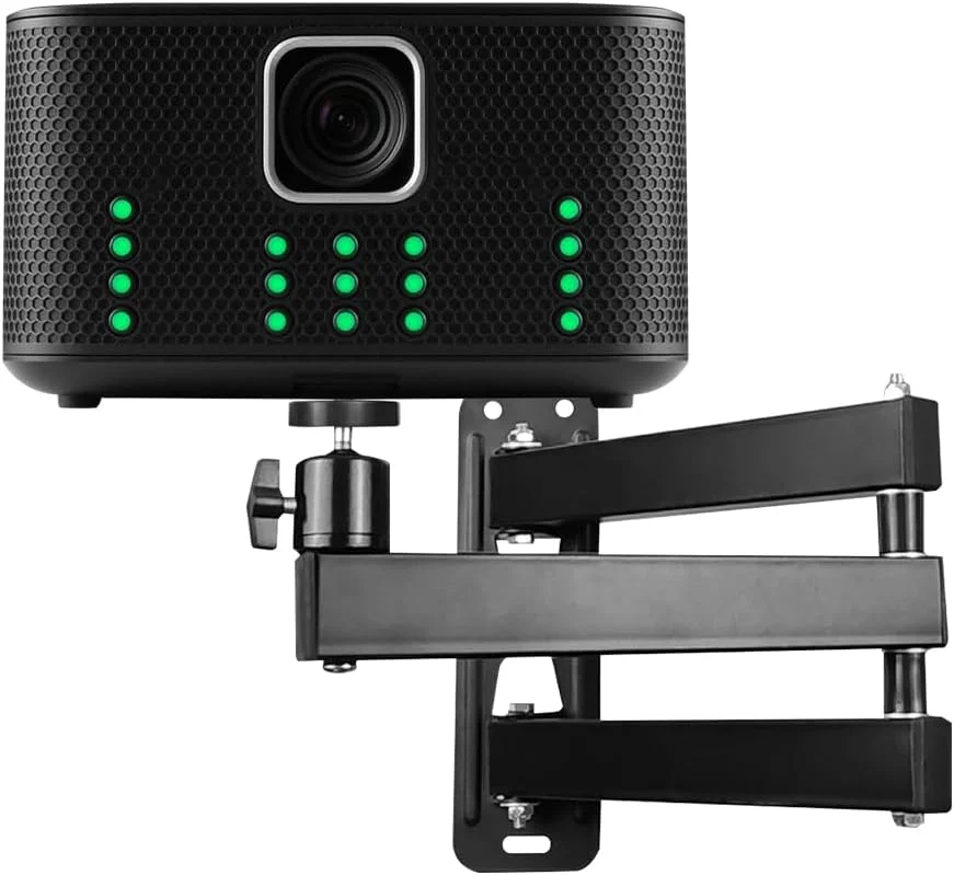 پایه دیواری تاشو پروژکتور - پایه پروژکتور با رابط پیچ 1/4 اینچی، پایه پروژکتور چند زاویه ای برای سینمای خانگی/اتاق بازی/دفتر، تاشو مشکی