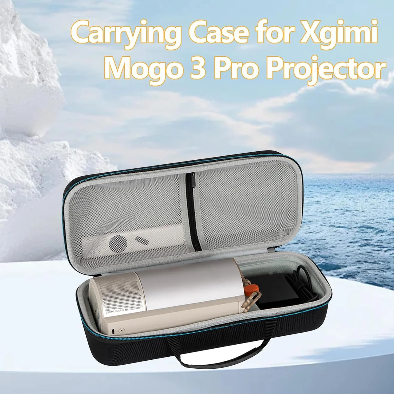 کیف حمل سخت Growalleter برای پروژکتور XGIMI MoGo 3 Pro، کیف مسافرتی قابل حمل برای MoGo 3 Pro و پروژکتور پایه قابل تنظیم، فضای جداگانه برای کنترل از راه دور، شارژر و سایر لوازم جانبی