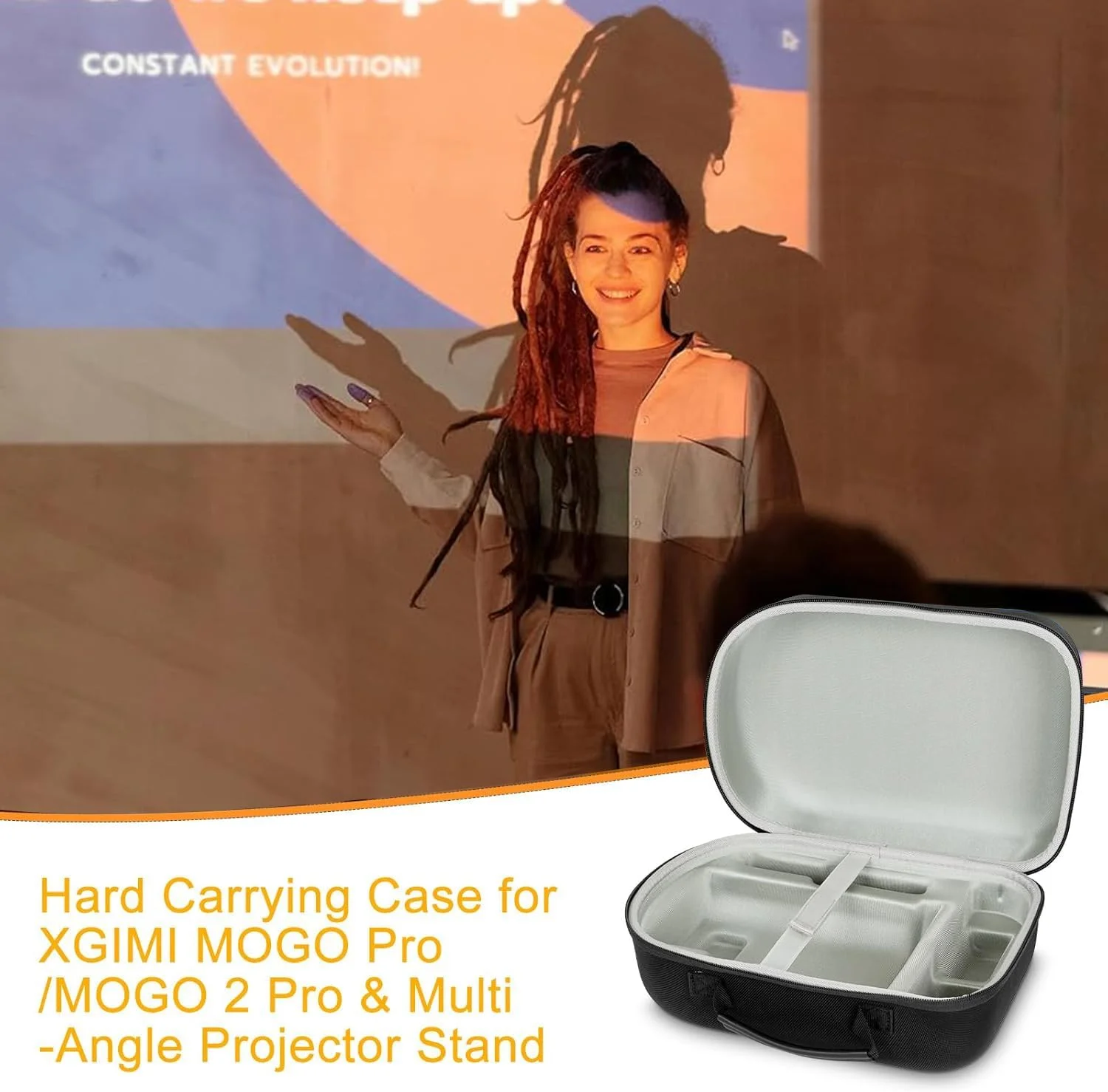 کیف حمل سخت برای پروژکتور قابل حمل XGIMI MoGo 2 Pro و پایه چند زاویه (سازگار با پروژکتور و پایه)