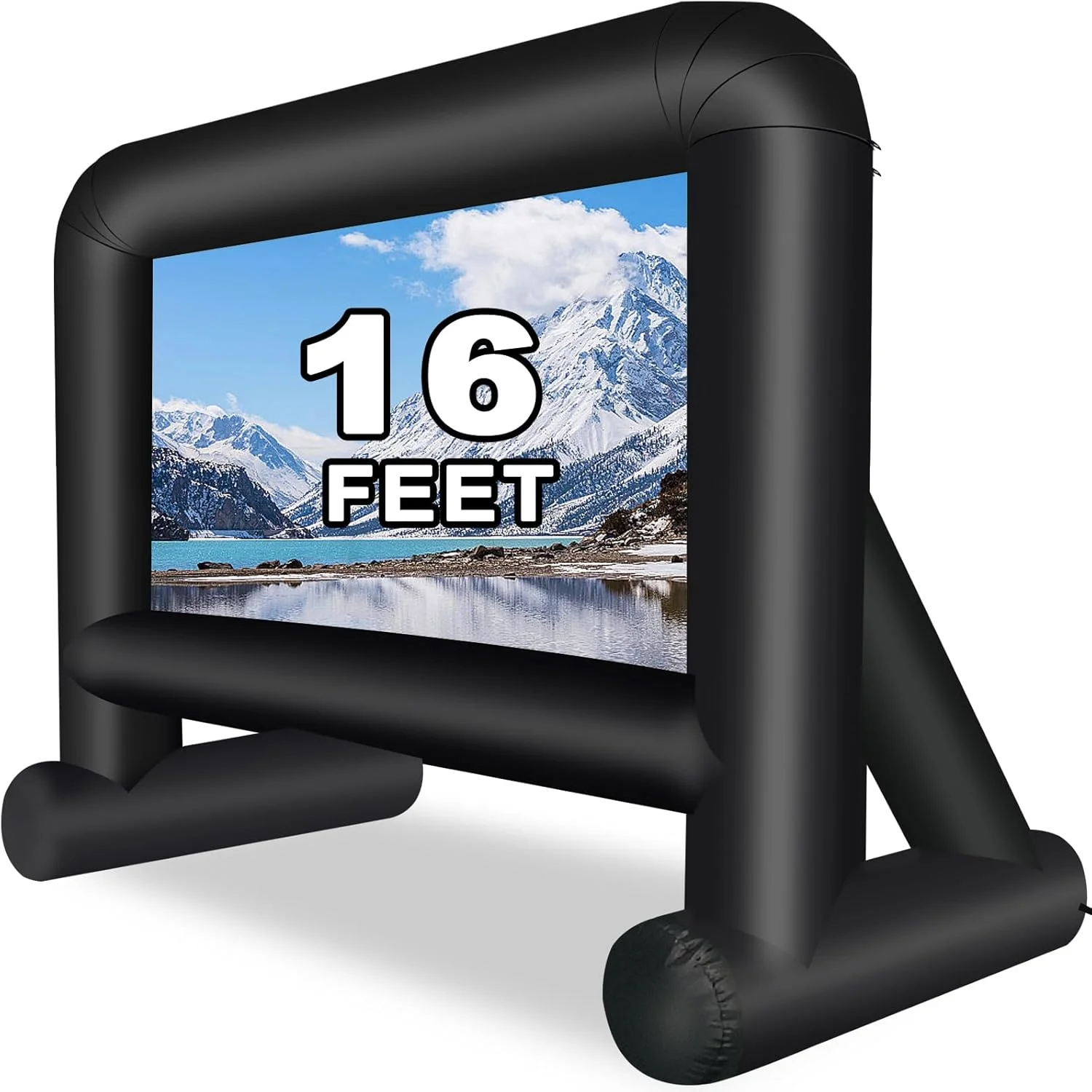 پرده نمایش بادی 4.8 متری برای فیلم در فضای باز به همراه پمپ هوا و کیف نگهداری - قابلیت نمایش از جلو و عقب، نصب آسان برای شب های فیلم در حیاط خلوت، مهمانی ها و جشن ها