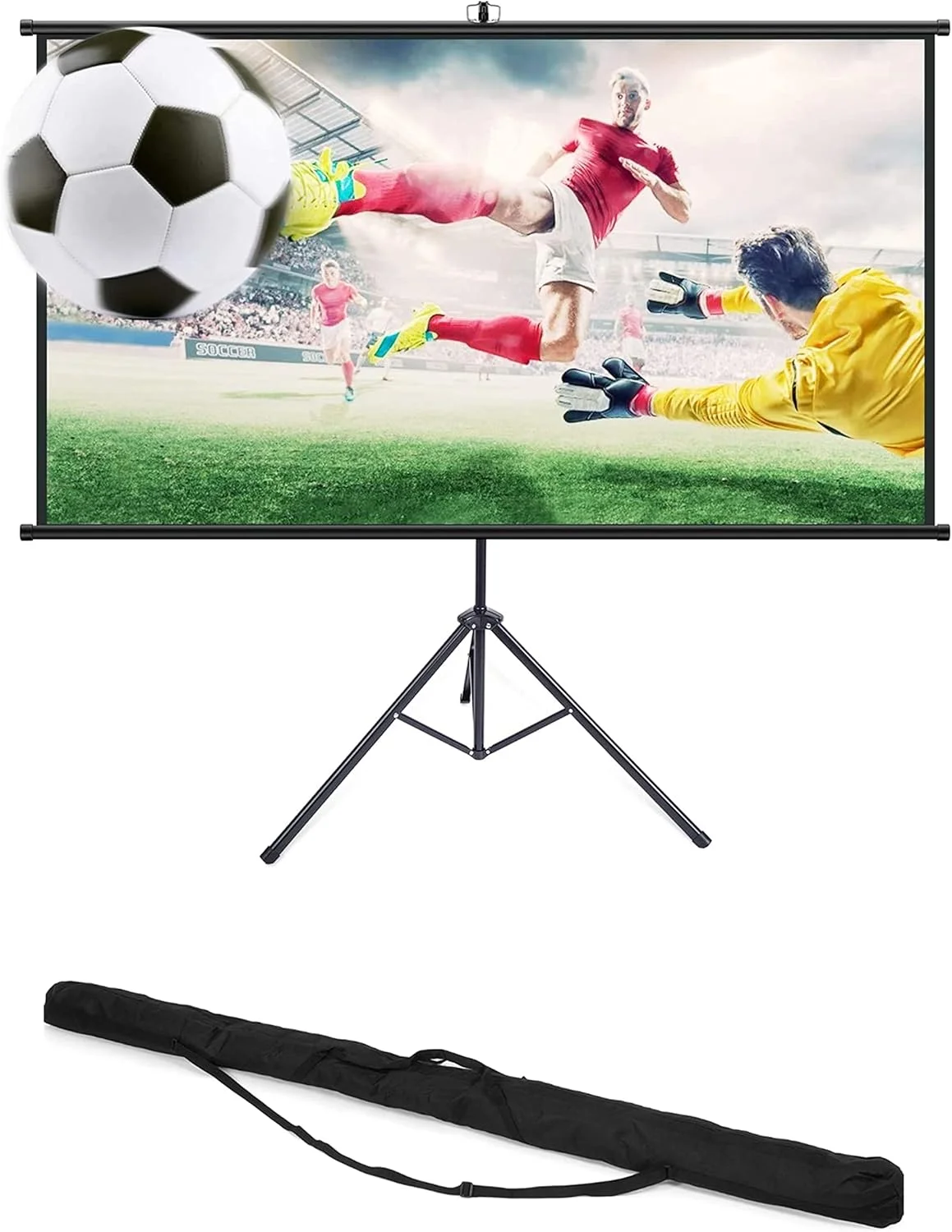 پرده نمایش پروژکتور 100 اینچی Hanaiette با پایه، 4:3 HD 8K بدون چروک با سه پایه قابل تنظیم به همراه کیف حمل، پرده نمایش کشویی برای فیلم، دفتر، سینمای خانگی، مدرسه، مهمانی... (203x152 سانتی متر)