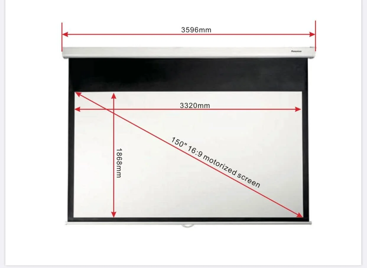 پرده نمایش پروژکتور موتوردار 150 اینچی 16:9 با قفل خودکار، قابل نصب روی دیوار/سقف، مناسب برای سینمای خانگی و فیلم، آماده برای 8K / 4K Ultra HD 3D