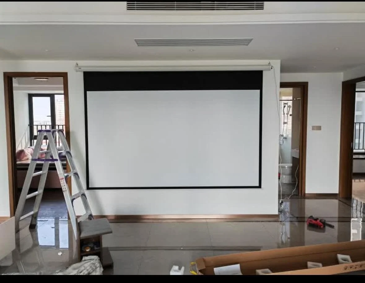 پرده نمایش برقی موتوردار 100 اینچی Hanaiette Screens با کنترل از راه دور، نسبت تصویر 16:9، مناسب برای سینمای خانگی و پروژکتورهای 8K/4K Ultra HD (221X124 سانتی متر)