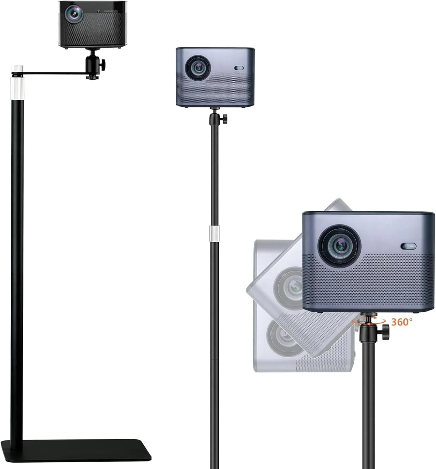 پایه رومیزی پروژکتور جهانی Hcosmy، آهن مشکی، ارتفاع 160 سانتی متر، چرخش 360 درجه، سازگار با اکثر مینی پروژکتورهای ویدئویی برای دفتر کار خانگی