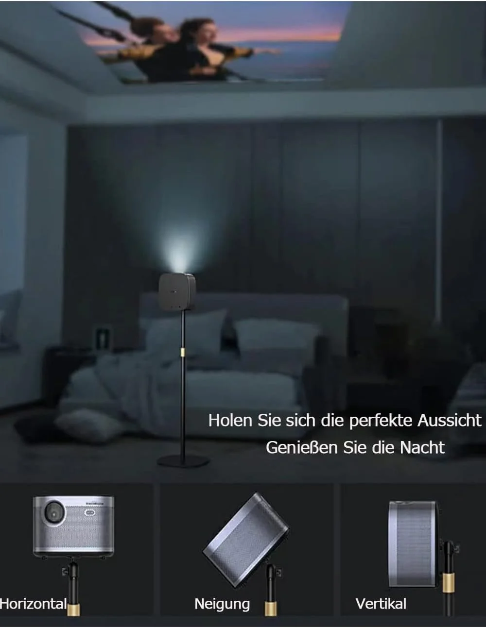 پایه پروژکتور HIBORI با قابلیت چرخش 360 درجه و ارتفاع قابل تنظیم، سازگار با XGIMI، Nebula، VANKYO، Jinhoo، AuKing