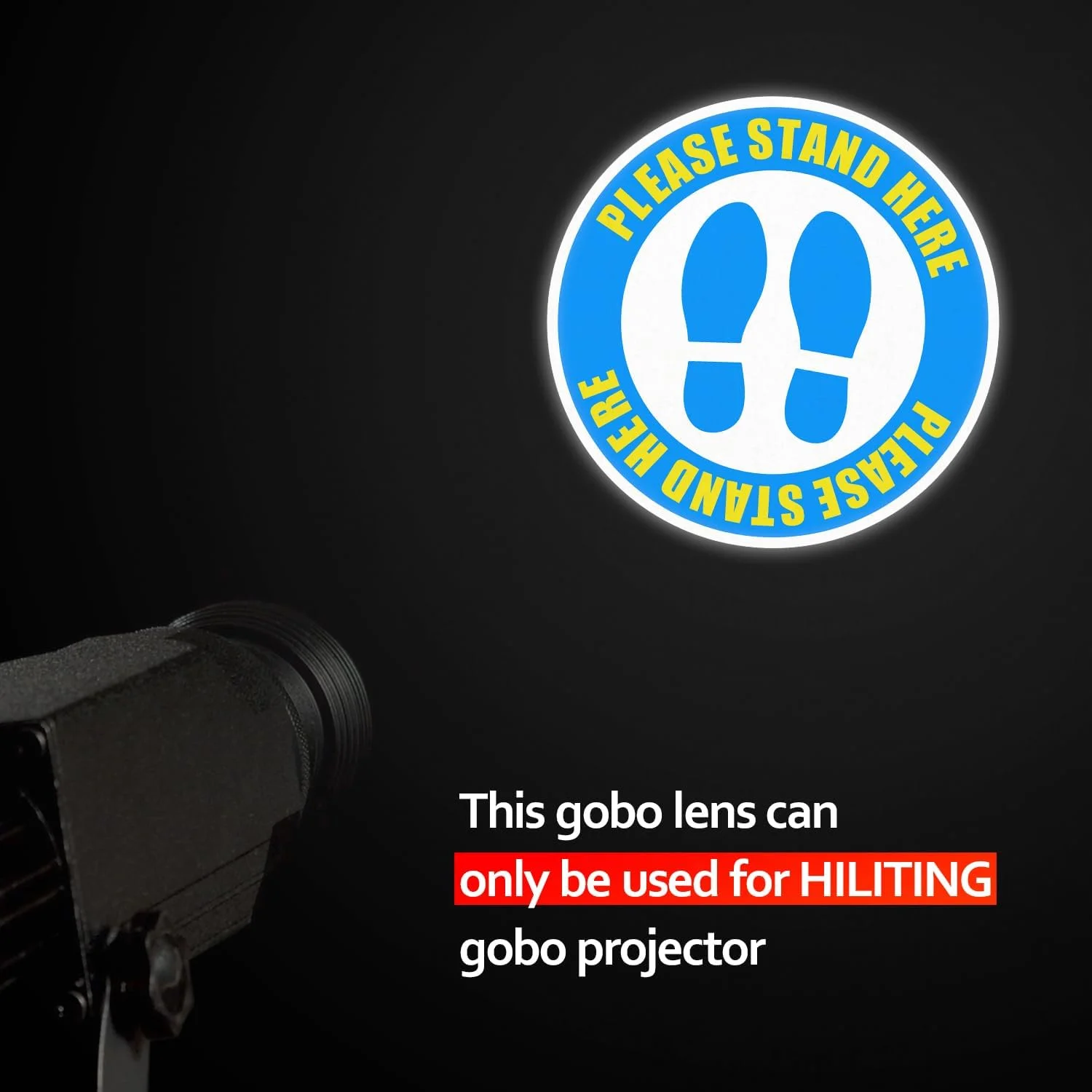 لنز لوگو پروژکتور HILITING HD با طرح علامت "لطفاً اینجا بایستید"