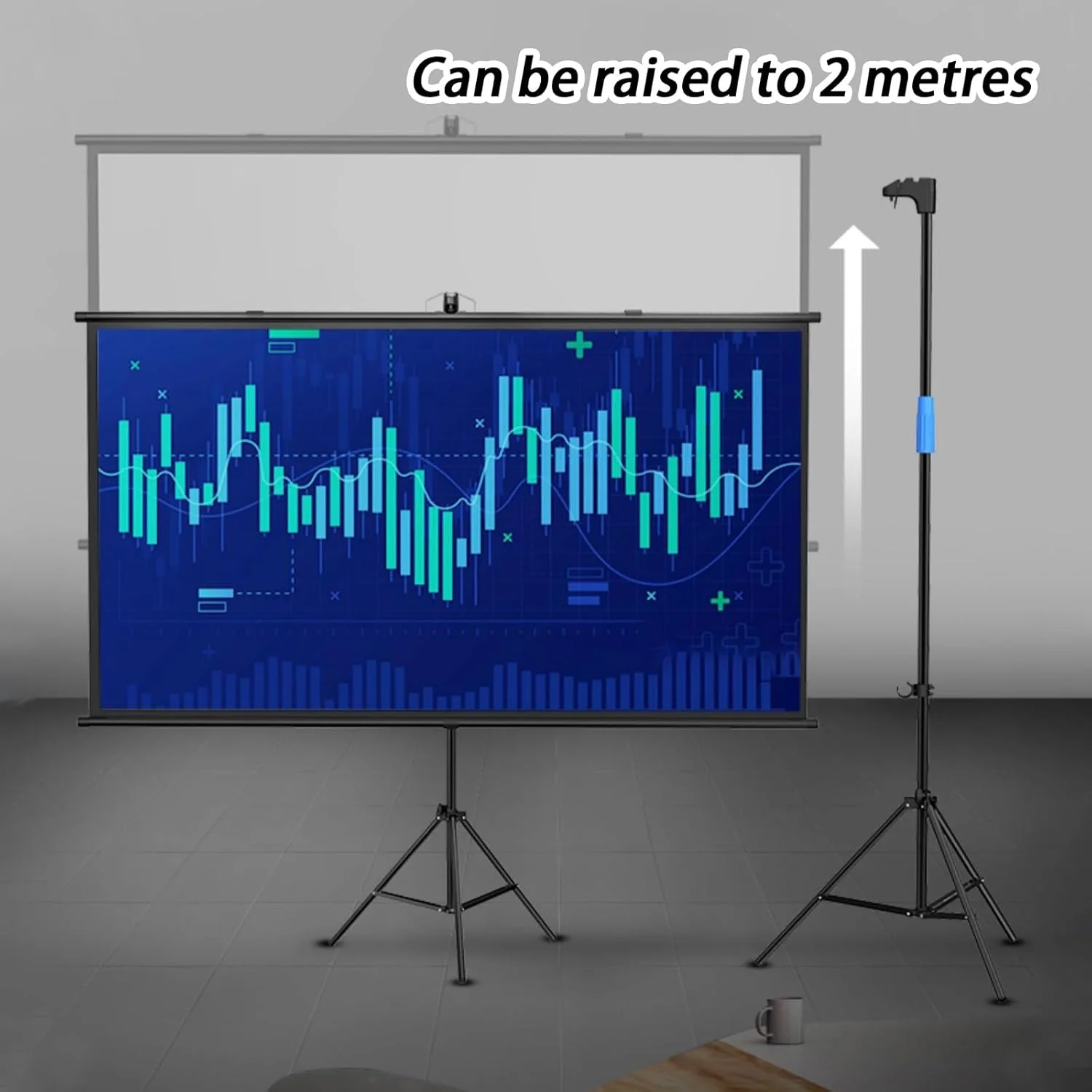 پرده نمایش پروژکتور 60/70 اینچی HJXGQJM با نسبت تصویر 4:3 و 16:9 HD به همراه پایه سه پایه برای سینمای خانگی، ارائه جلسات، پروژکتور قابل حمل فیلم در فضای داخلی و خارجی برای باغ (16:9، 60 اینچ)