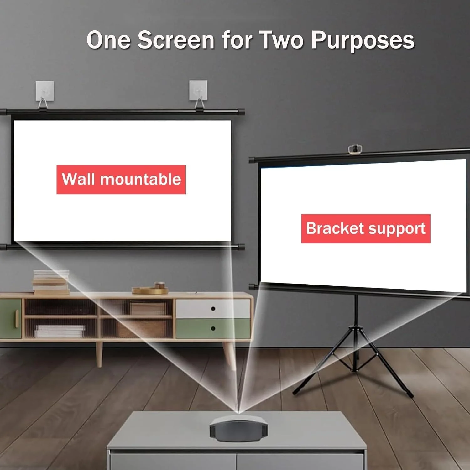 پرده نمایش پروژکتور 60/70 اینچی HJXGQJM با نسبت تصویر 4:3 و 16:9 HD به همراه پایه سه پایه برای سینمای خانگی، ارائه جلسات، پروژکتور قابل حمل فیلم در فضای داخلی و خارجی برای باغ (16:9، 60 اینچ)