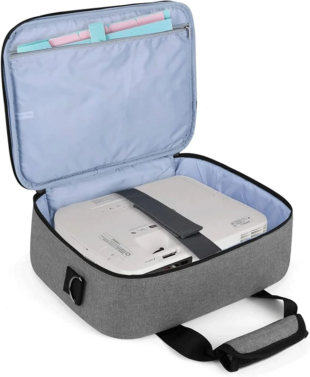 کیف حمل پروژکتور Hosoncovy با جیب های لوازم جانبی، کیف مسافرتی پروژکتور، کیف نگهداری پروژکتور، سازمان دهنده پروژکتور، کیف حمل پروژکتور برای Epson/BenQ/ViewSonic و سایر برندهای پروژکتور