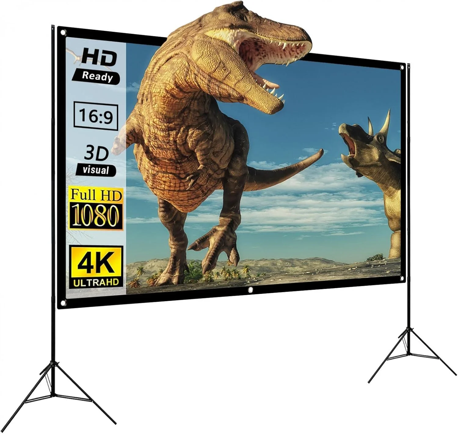 پرده نمایش 84 اینچی 16:9 تاشو قابل حمل ضد چروک برای سینمای خانگی، فضای باز و داخلی، پشتیبانی از نمایش دو طرفه