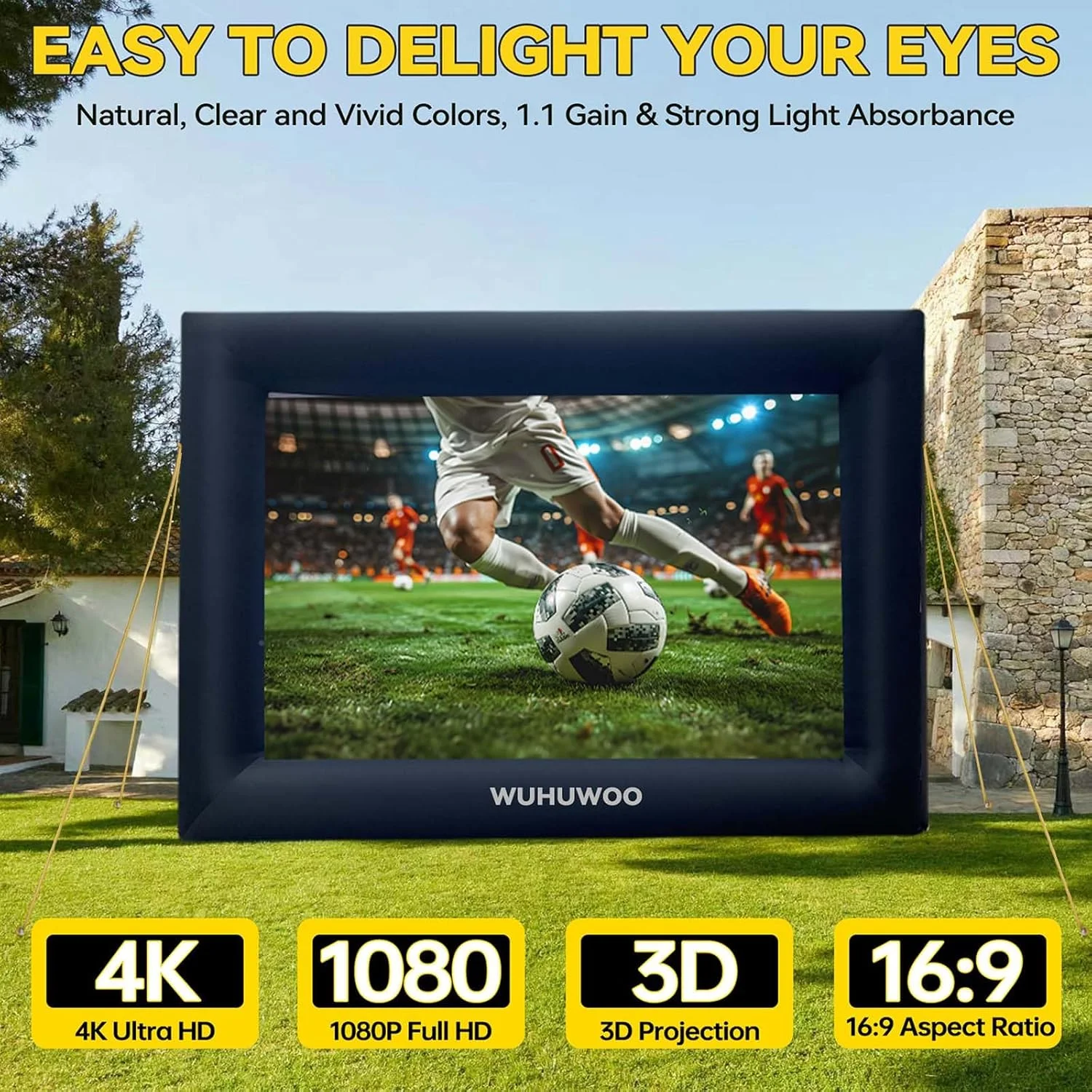 پرده نمایش بادی فیلم در فضای باز، پرده پروژکتور بادی 7.3 متری برای فضای باز به همراه دمنده هوا و کیف حمل، پشتیبانی از نمایش جلو و عقب، نصب آسان برای شب فیلم در حیاط خلوت و مهمانی کنار استخر