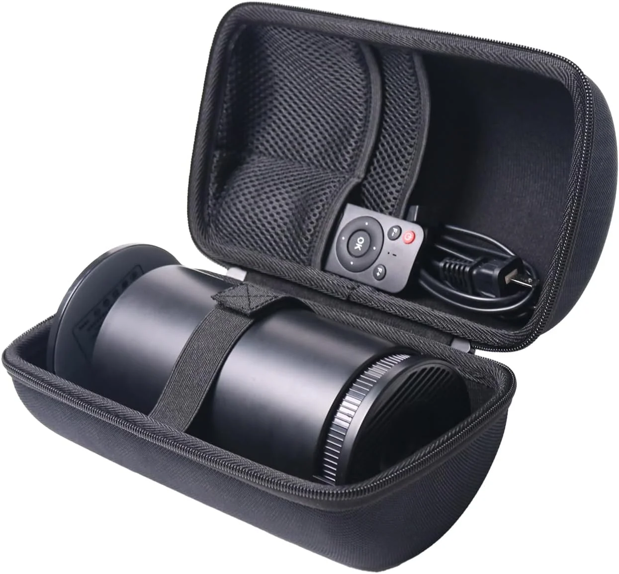 کیف حمل محافظ سخت inDomit سازگار با پروژکتورهای 4K/1080P - مناسب برای Magcubic/Alwtniet/Aubor/HIPPUS، فضای ذخیره سازی مسافرتی برای لوازم جانبی، مشکی