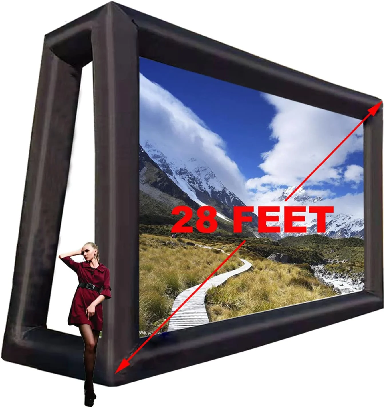 پرده نمایش فیلم بادی 8.5 متری به همراه دمنده - قابلیت نمایش از جلو و عقب - پرده پروژکتور بادی قابل حمل برای مدرسه، کلیسا، مهمانی های بزرگ، تفریحات استخر در حیاط خلوت