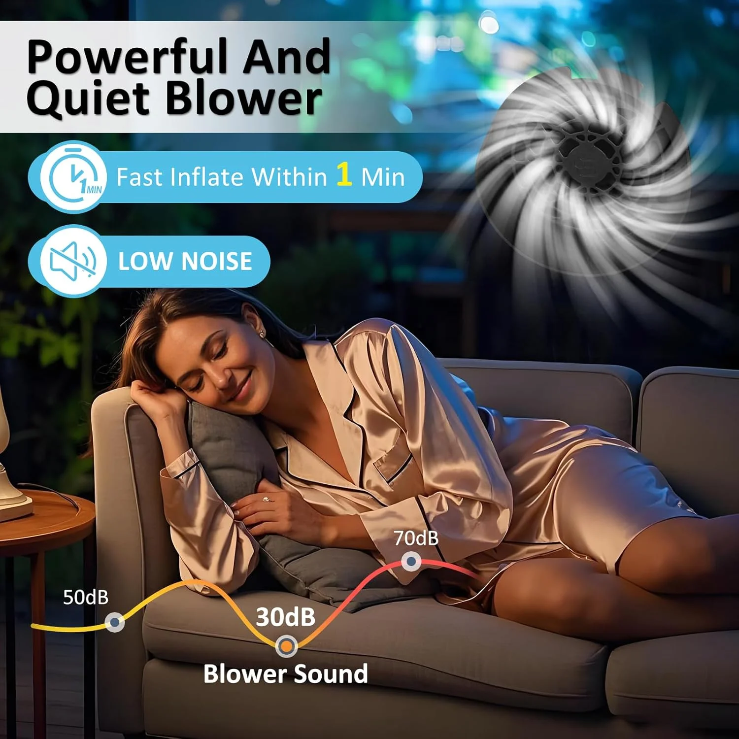 پرده نمایش بادی برای فضای باز - 4.8 متری، مقاوم و ساخته شده از نایلون 210T، پرده نمایش فیلم بادی قابل حمل برای فضای باز با دمنده فوق العاده بی صدا و ضد آب IP68، زاویه دید 160 درجه، قابلیت نمایش از جلو و عقب