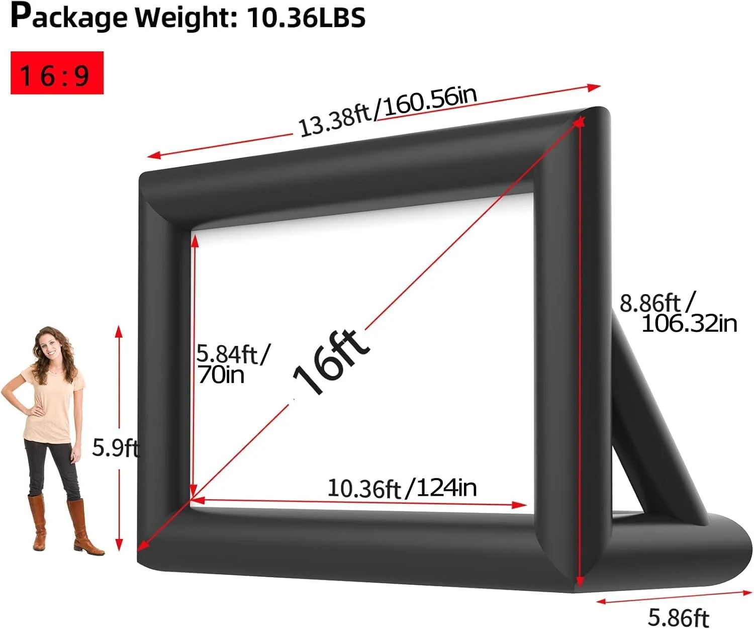 پرده نمایش بادی، پرده نمایش فیلم بادی 4.8 متری برای فضای باز، نصب آسان، طراحی یک تکه، نمایش از جلو و عقب با دمنده هوا برای شب فیلم خانوادگی در حیاط خلوت و مهمانی کنار استخر