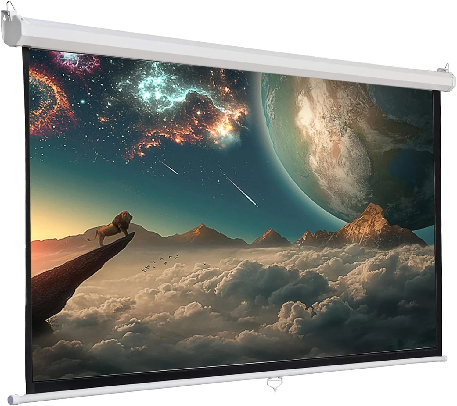 پرده نمایش پروژکتور کشویی INMOZATA، پرده نمایش HD با قابلیت نصب روی دیوار و سقف با نسبت تصویر 4:3 و صفحه سفید مات برای سینمای خانگی، مدرسه، تئاتر، نمایش عمومی در فضای باز و داخلی (اندازه: 181x136 سانتی متر)