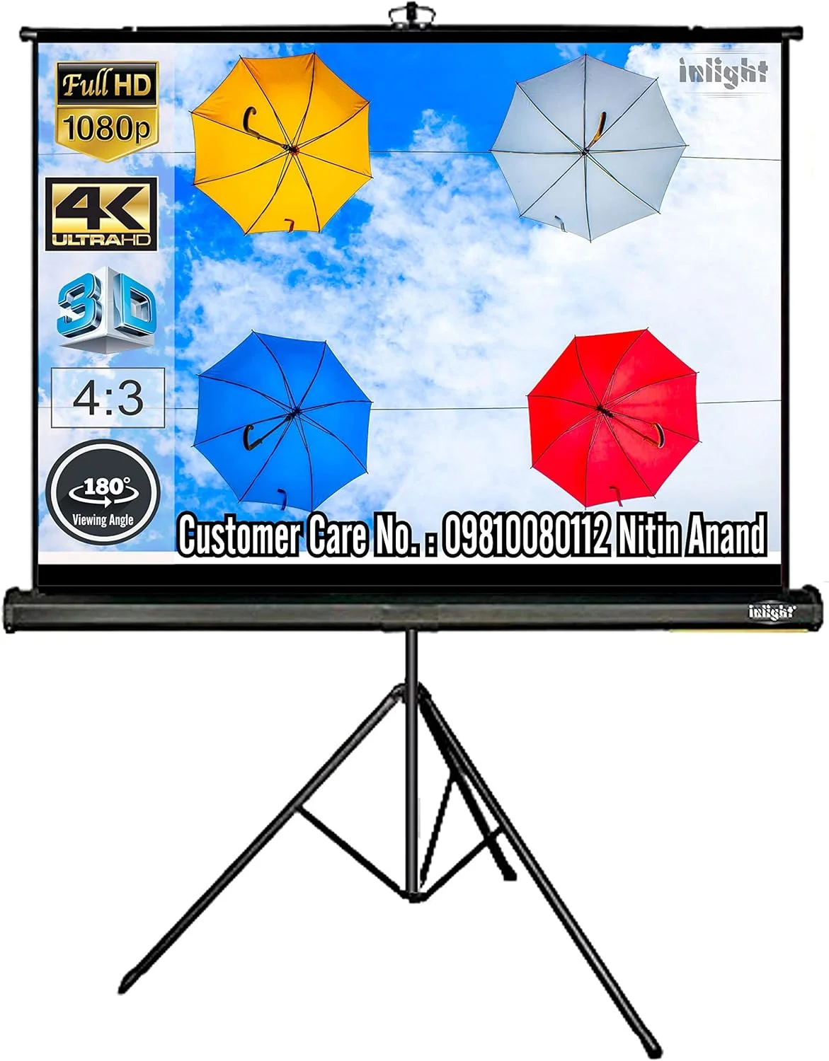 پرده نمایش پروژکتور سه پایه ای اینلایت سری Cineview، 84 اینچ مورب، پشتیبانی از فناوری UHD، 3D و 4K (6 فوت در 4 فوت، نسبت تصویر 4:3)