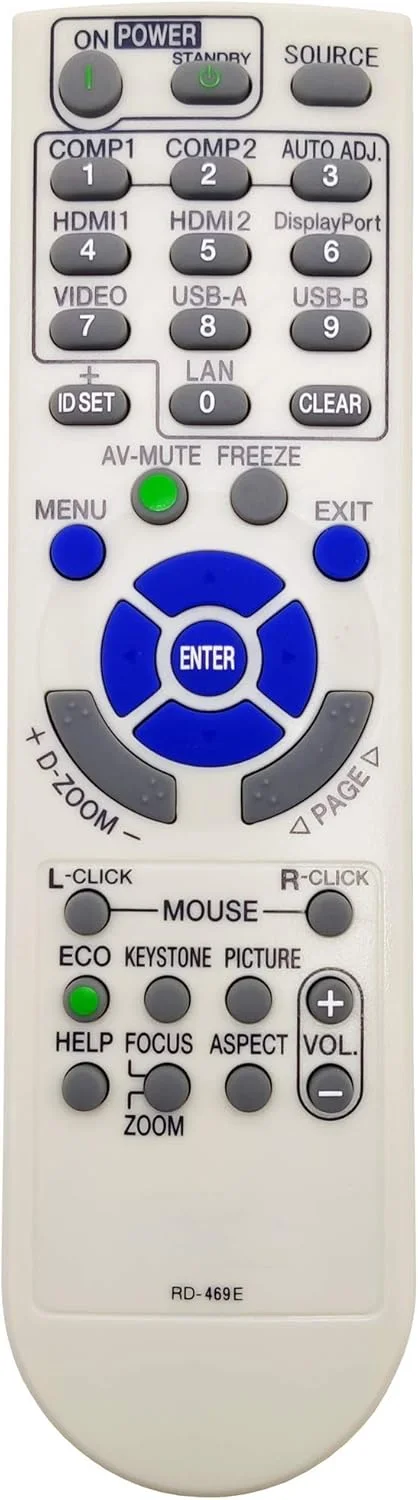 کنترل از راه دور پروژکتور RD-469E برای NEC NP-M282X M283X M302 M303WS M322 M323 M332XS M333XS M352WS M353WS M362 M363 M402 M403 ME301 ME331 ME361 ME401 U321 UM301 UM351 UM352 UM361 V302 V332