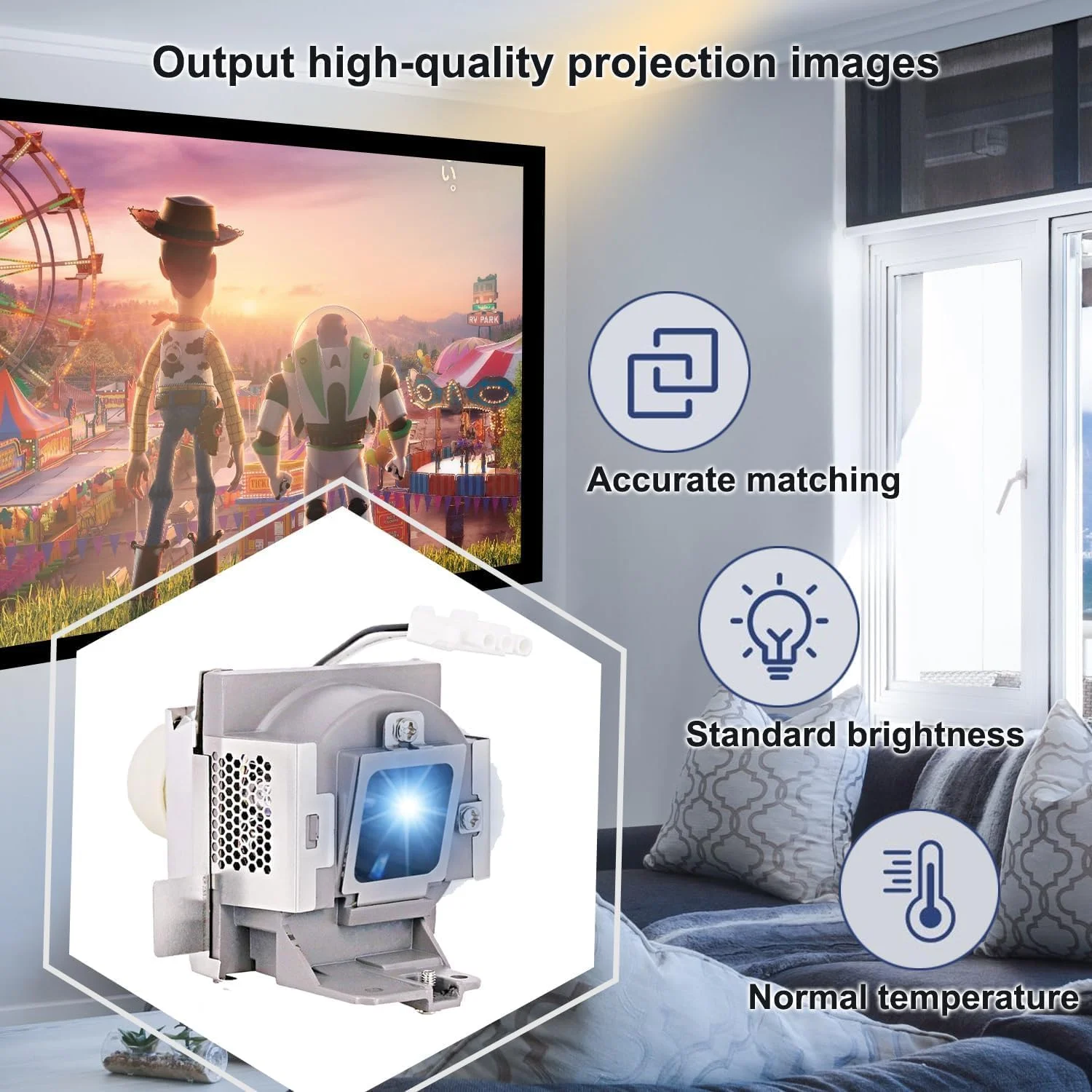 لامپ پروژکتور جایگزین مدل 5J.J9R05.001 به همراه محفظه برای پروژکتورهای BENQ MS504 MX505 MS506 MS3081 MS521P MX522P MS524 MS524A MW526A MX525 MX525A MS504A