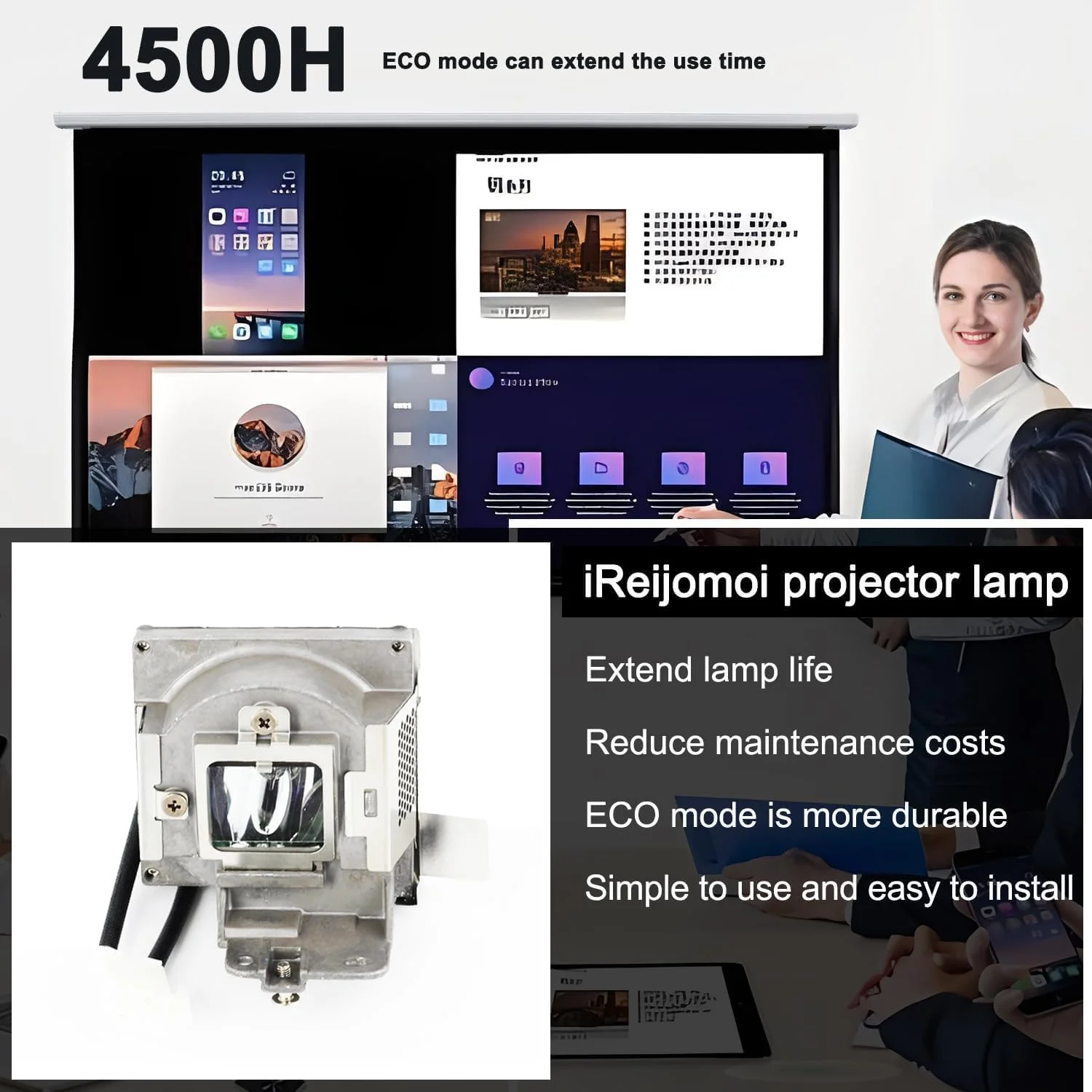 لامپ پروژکتور جایگزین مدل 5J.J9R05.001 به همراه محفظه برای پروژکتورهای BENQ MS504 MX505 MS506 MS3081 MS521P MX522P MS524 MS524A MW526A MX525 MX525A MS504A