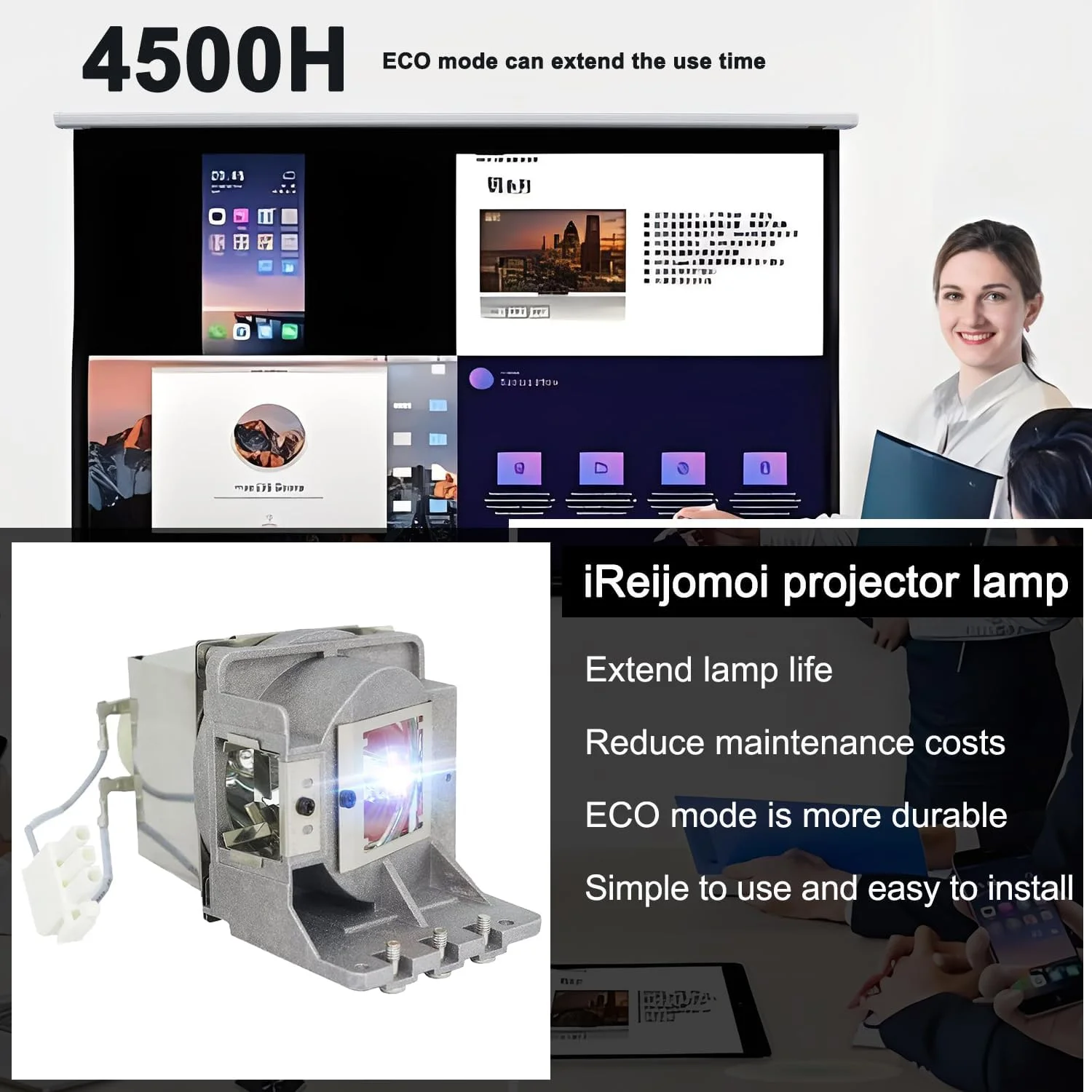 لامپ جایگزین 5J.JKC05.001 با محفظه برای پروژکتورهای BENQ TK810 TK850 TK850i W2700 W2700i HT3550 HT3550i HT5550