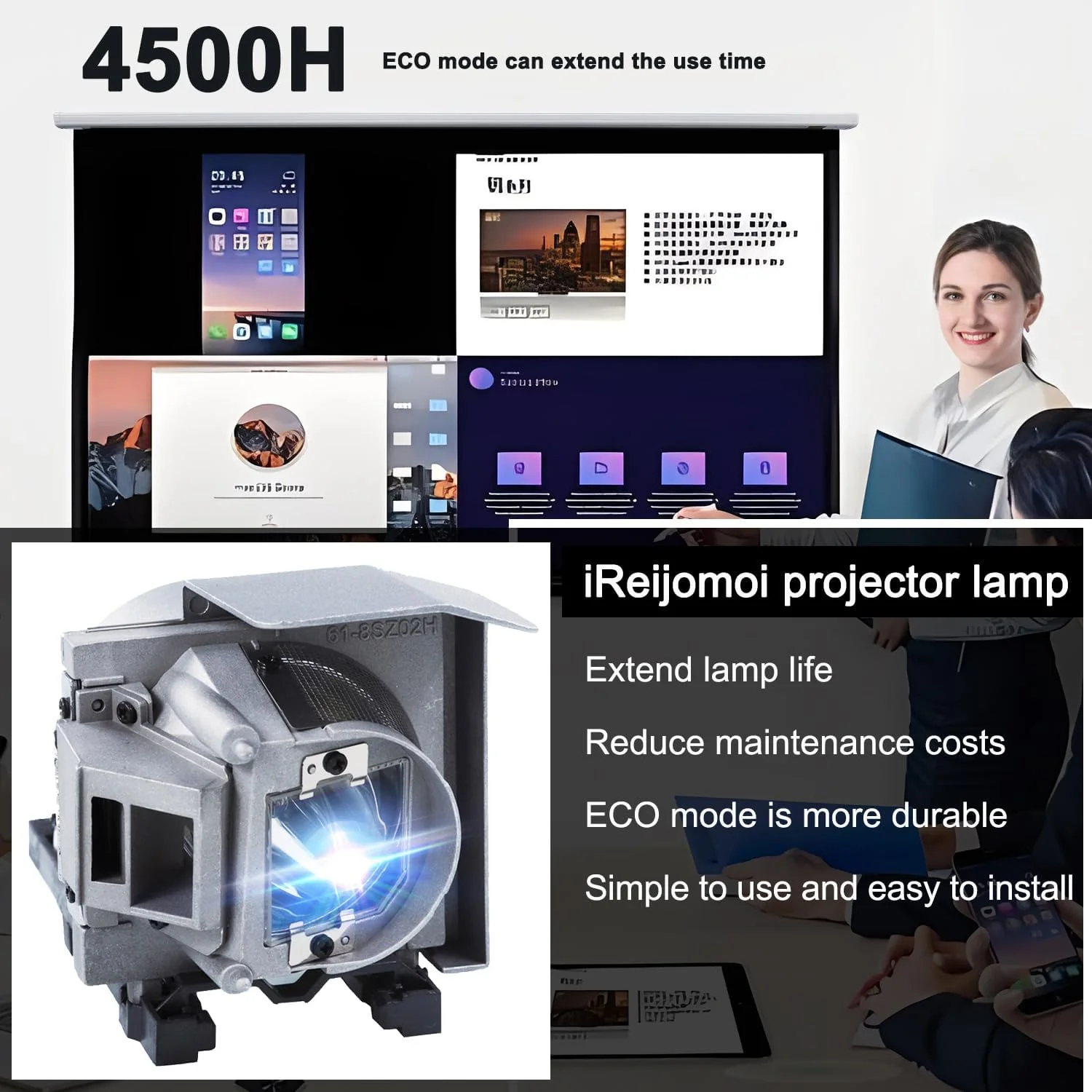 لامپ جایگزین 1020991 با محفظه برای پروژکتورهای SMARTBOARD Unifi 70/Unifi 70w/UF70/UF70w/LIGHTRAISE 60WI2/SLR60wi2/SLR60wi2-SMP