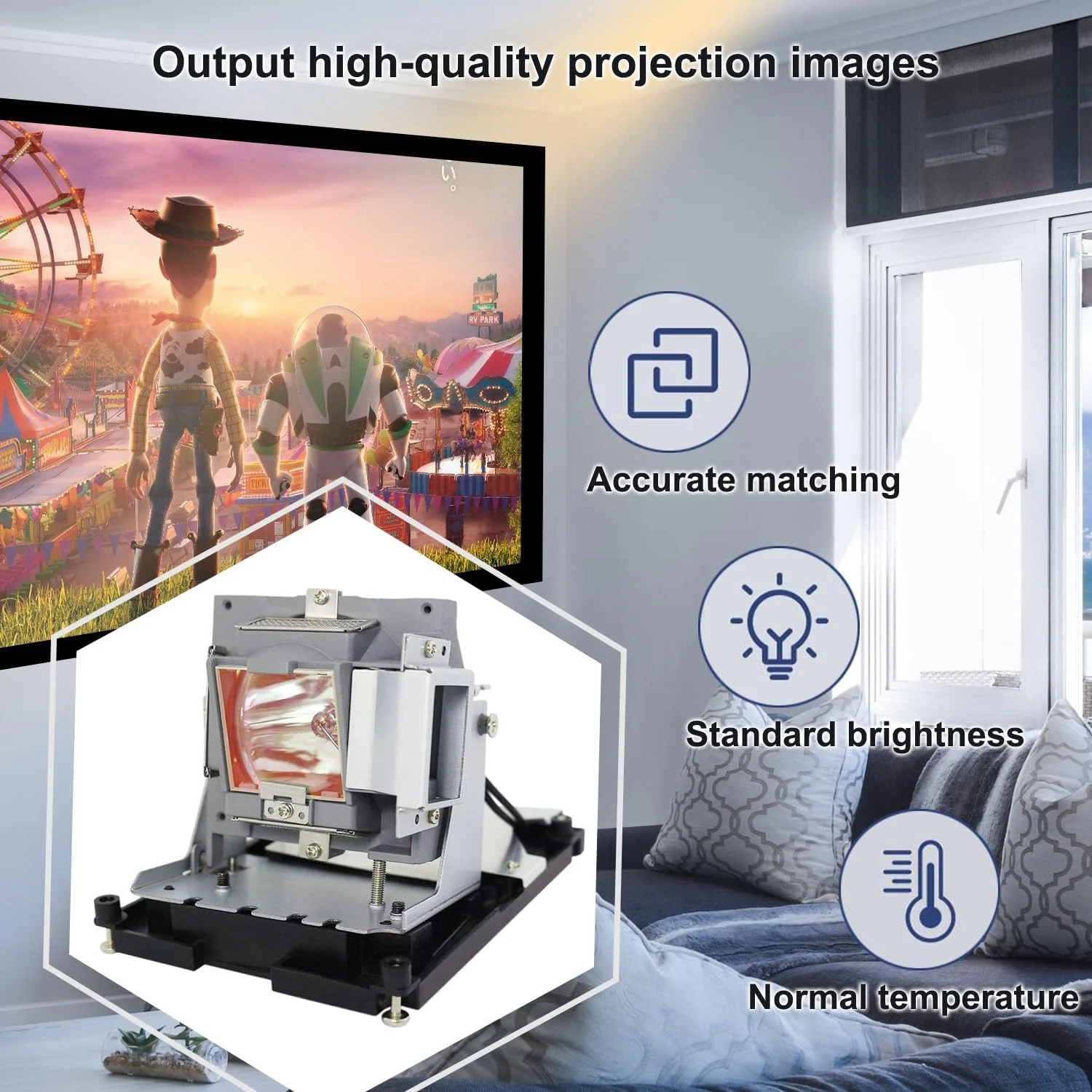 لامپ جایگزین iReijomoi مدل 5J.J8805.001 با محفظه برای پروژکتورهای BENQ MH740/SH915/SX912