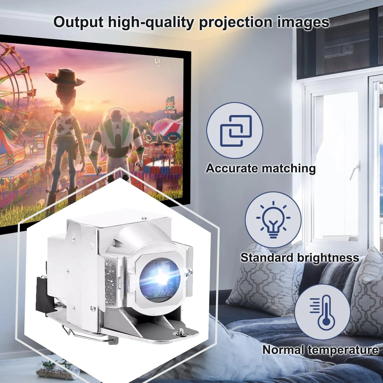 لامپ جایگزین 5J.JEE05.001 با محفظه برای پروژکتورهای BENQ W1110 W1120 W2000 W2000+ W1210ST HT3050 HT2050 HT2050A HT4050 HT2150ST