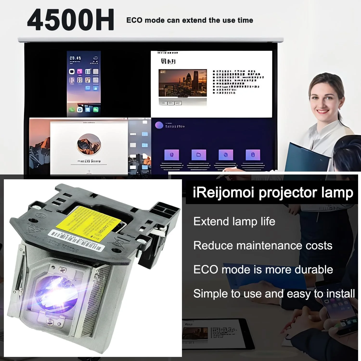 لامپ جایگزین iReijomoi مدل BL-FU185A ET-LAL320 317-2531 با محفظه برای پروژکتورهای OPTOMA DS216/DS316/DS316L/DW318/DX319/DX319P/DX619/ES526/EW531، برای PANASONIC PT-LX300, PT-LX270، برای پروژکتورهای DELL 1210S