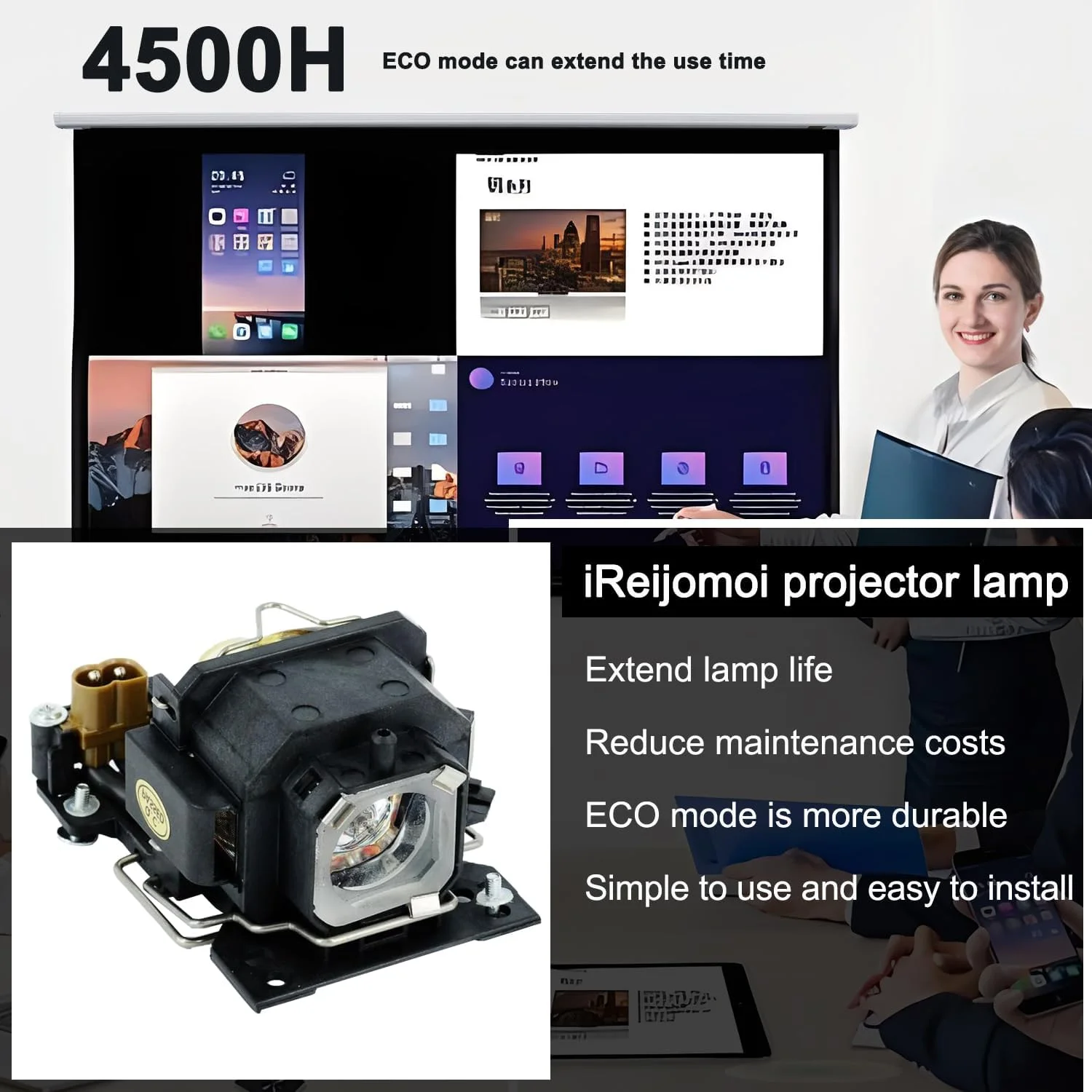 لامپ جایگزین DT00781 با محفظه برای پروژکتورهای HITACHI CP-RX70/X1/X2WF/X4/X253/X254، ED-X20EF/X22EF، MP-J1EF