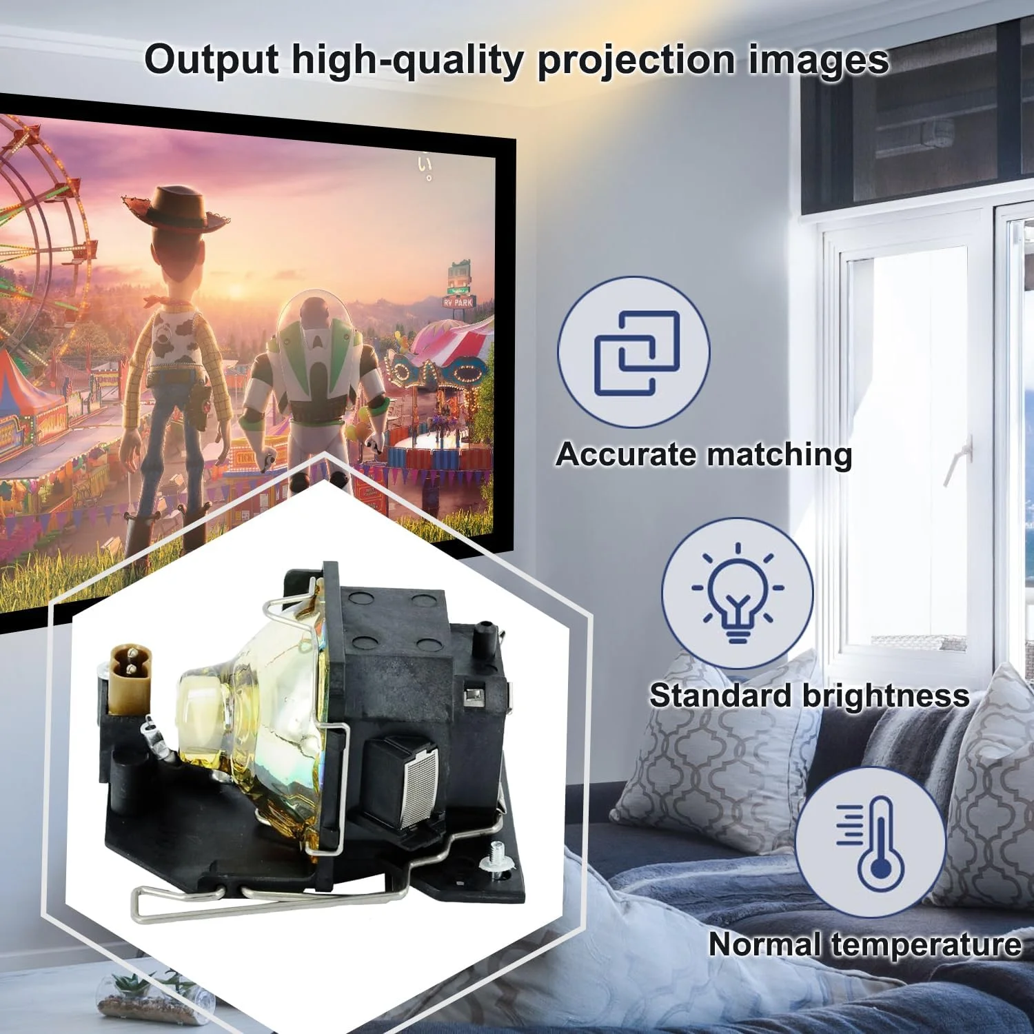 لامپ جایگزین DT00781 با محفظه برای پروژکتورهای HITACHI CP-RX70/X1/X2WF/X4/X253/X254، ED-X20EF/X22EF، MP-J1EF