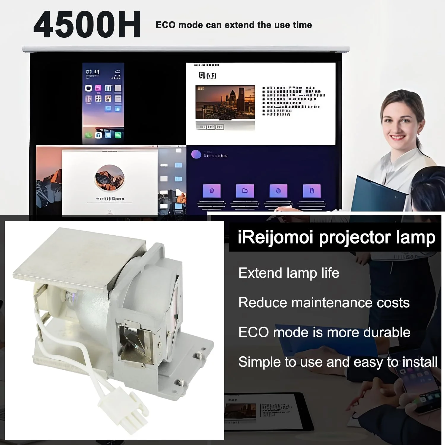 لامپ جایگزین iReijomoi مدل FX.PA884-2401 همراه با محفظه برای پروژکتورهای OPTOMA DS327/DS329/DX327/DX329/ES550/ES551/EX550/EX551/S29/X29i